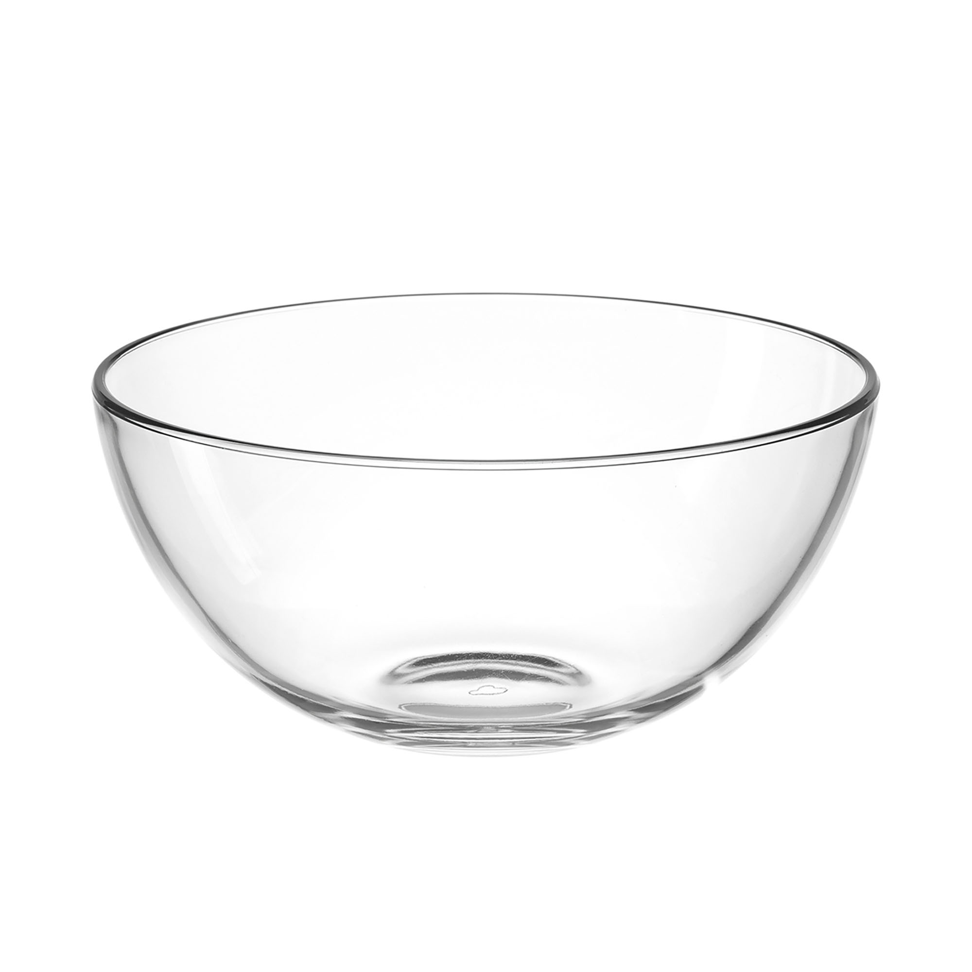 Große runde Glasschale aus klarem Glas mit glatter Oberfläche und breitem Rand