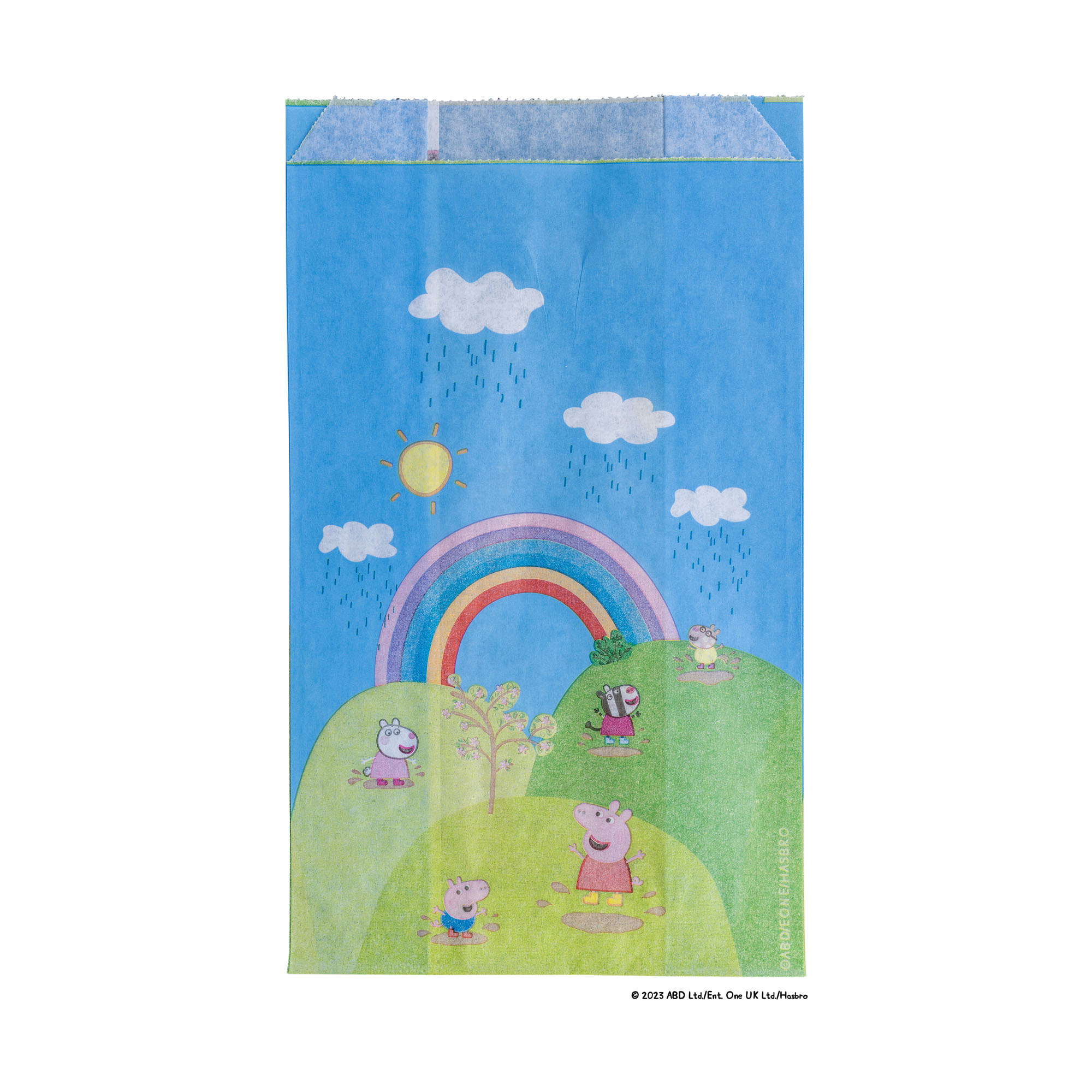 Einzelne Partytüte mit Peppa Pig Motiv, Regenbogen und Landschaft