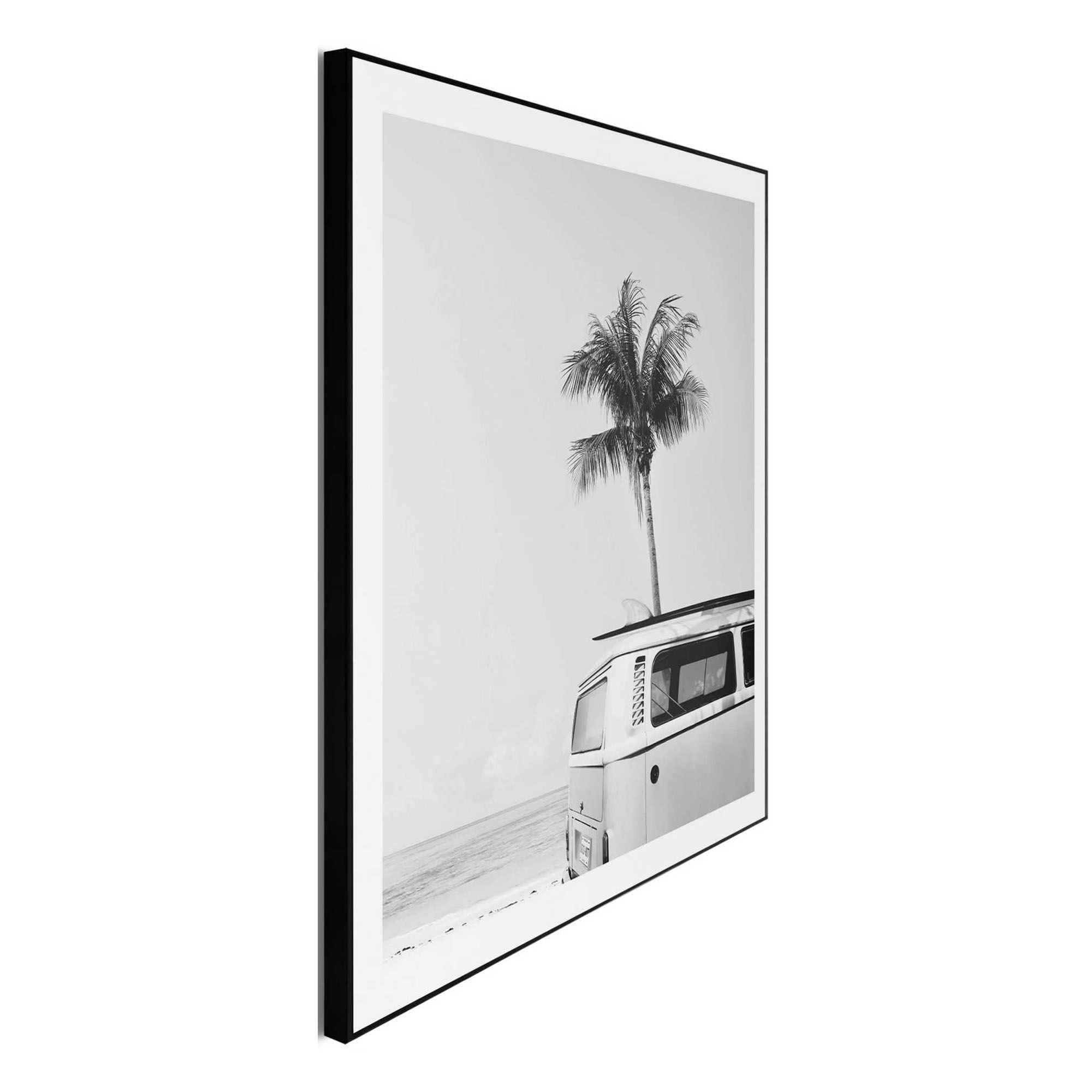 Seitliche Schrägansicht des Wandbilds „Summer Vibe“, 50 × 50 cm; Profil, Kante und Tiefe des Bildes sind erkennbar.