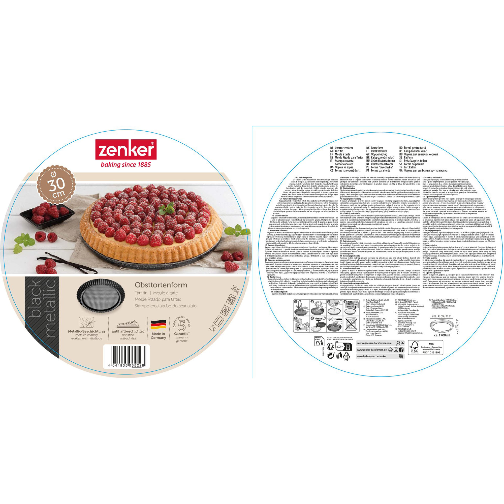 Rundes Verpackungsdesign der Obsttortenform 30 cm