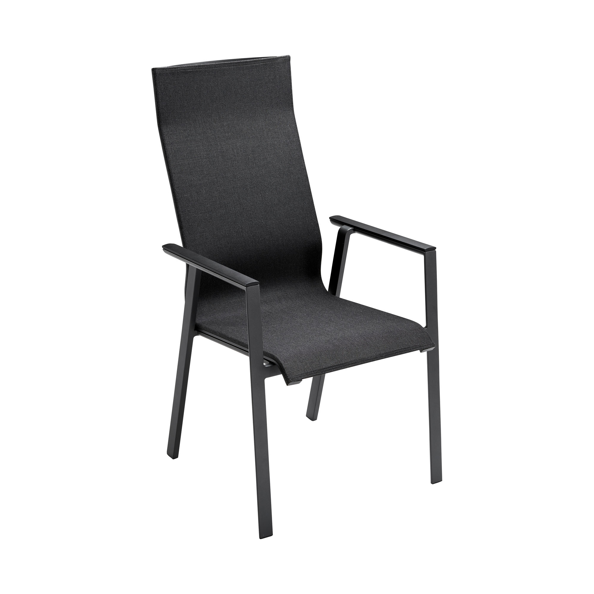 Stapelsessel Alu anthracite mit Alu Armlehnen Onlay black / softex coal