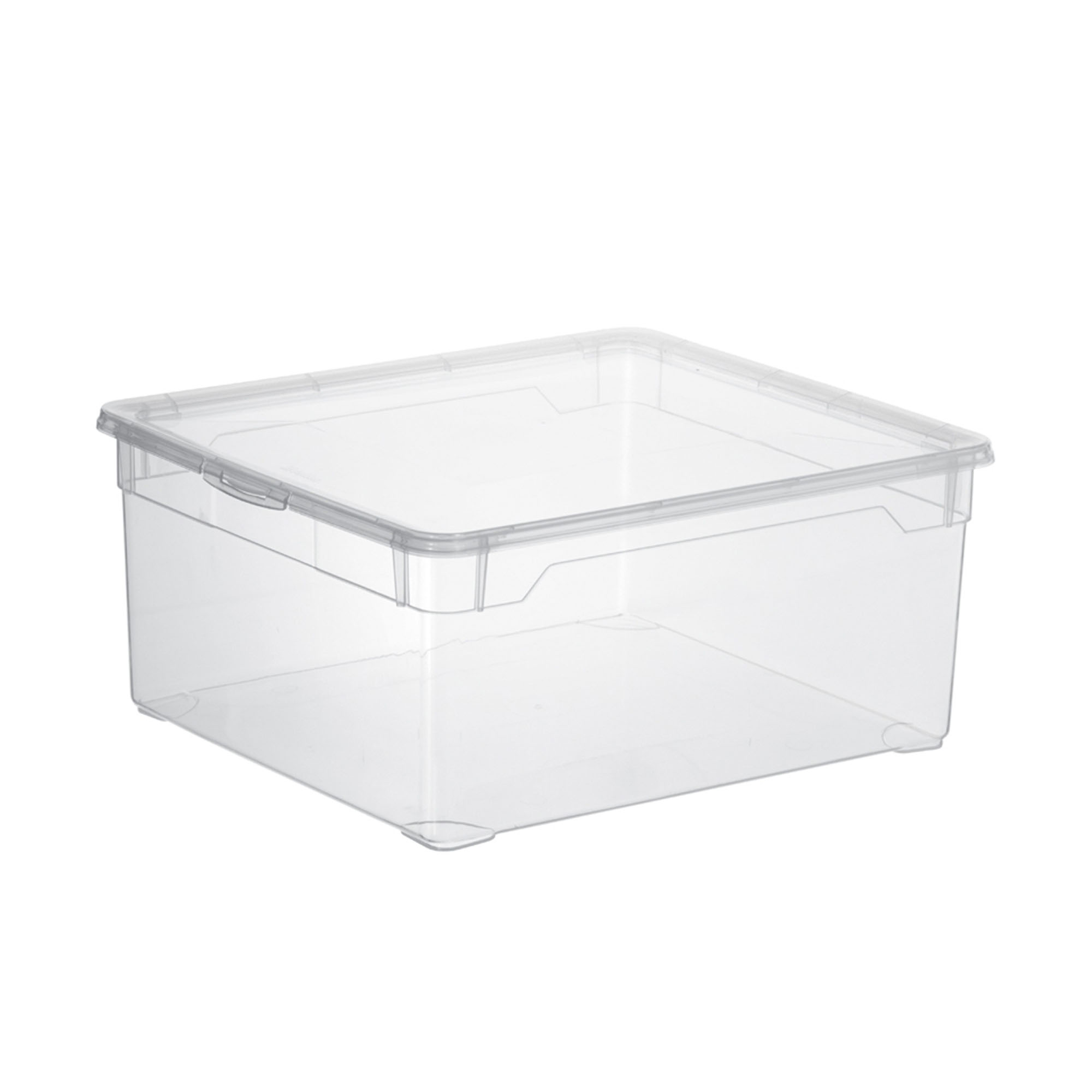 Rechteckige Aufbewahrungsbox aus transparentem Kunststoff ohne Deckel