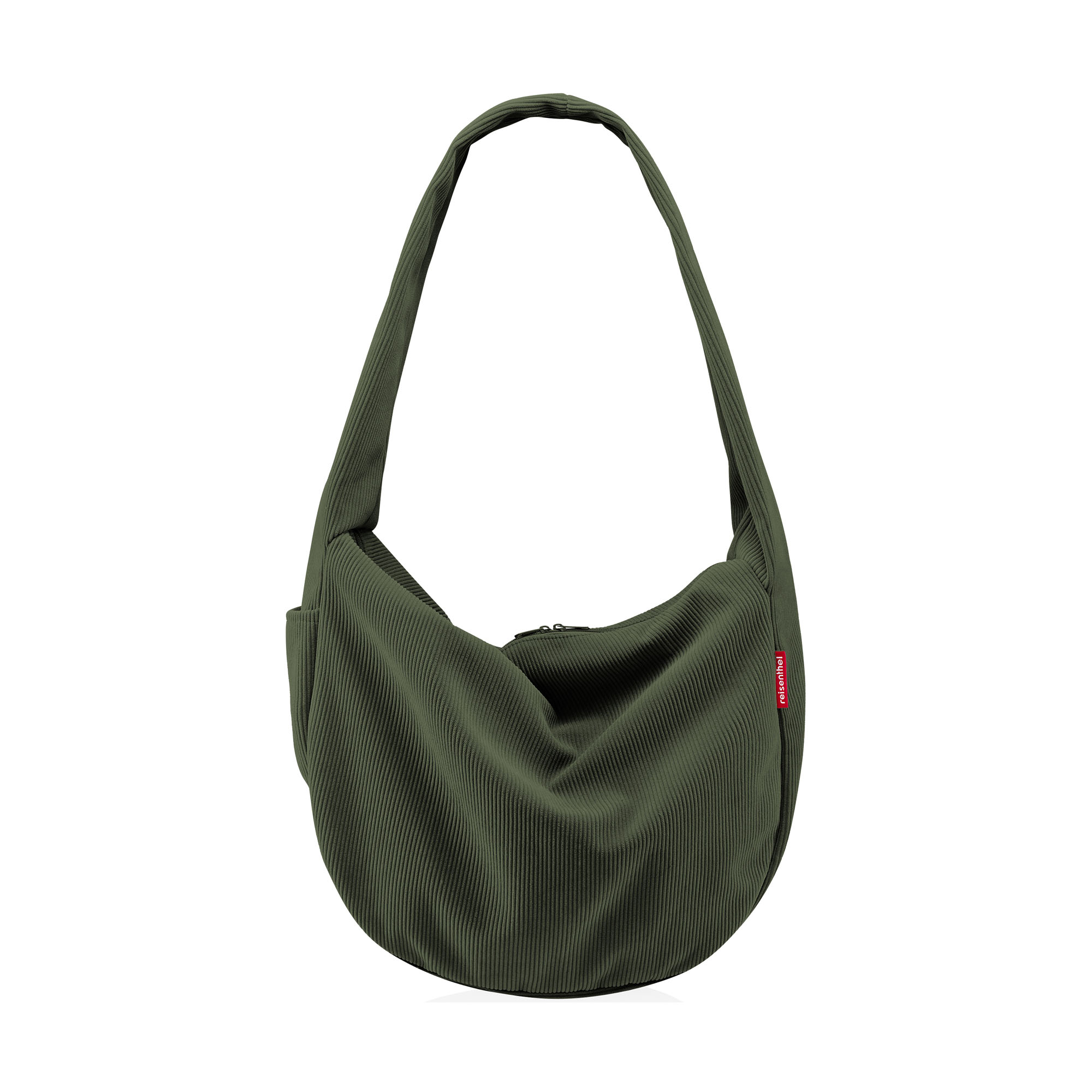 Moderne Schultertasche von Reisenthel in Olivgrün mit weichem Cordmaterial