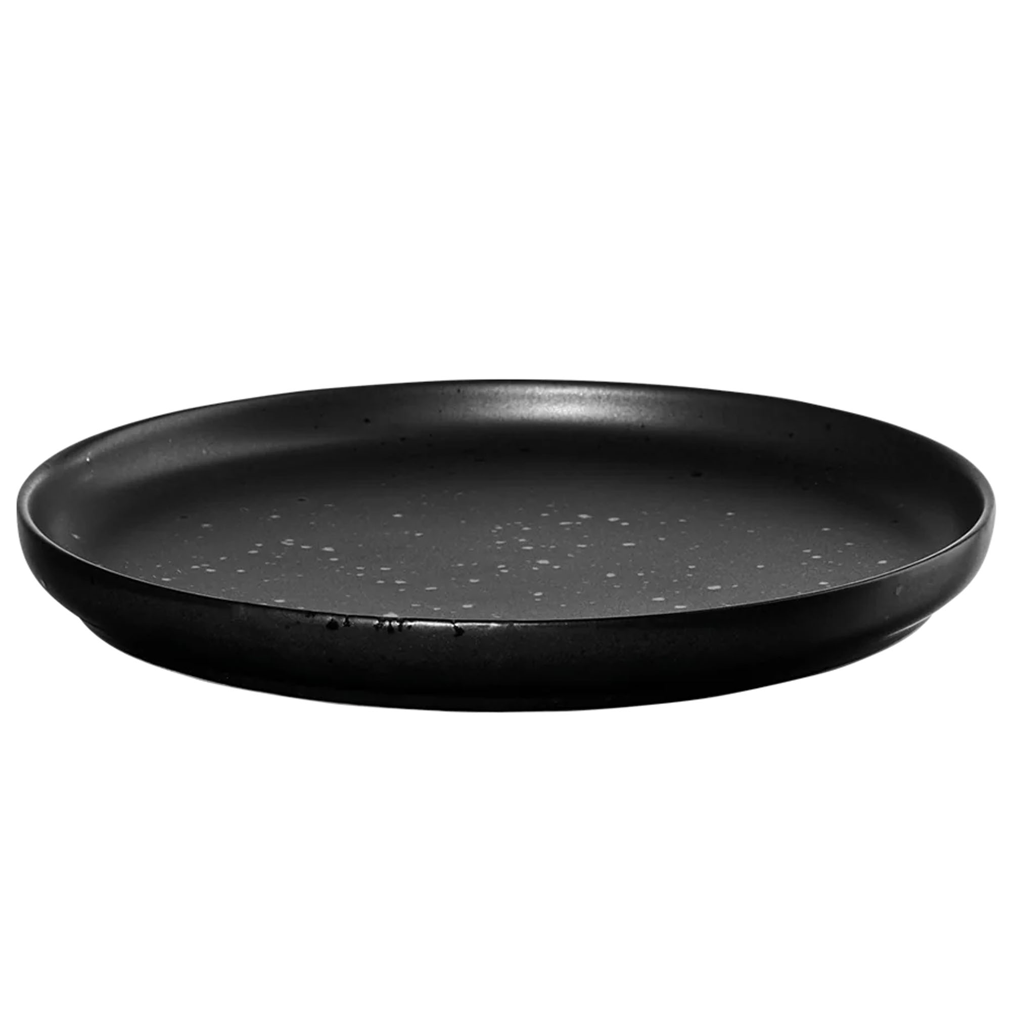 Brotteller der Serie Coppa, Farbe Schwarz matt, freigestellt auf hellem Hintergrund.