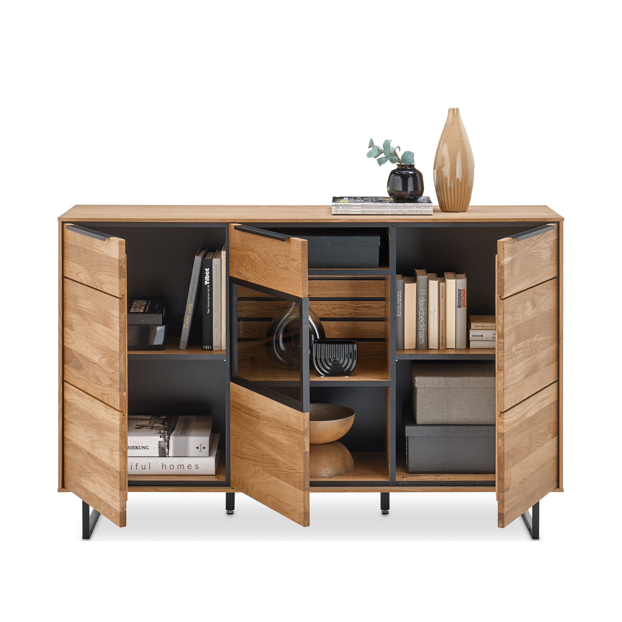 Sideboard Musterring Set One Jackson mit durchdachter Innenaufteilung für Bücher Boxen und Alltagsgegenstände