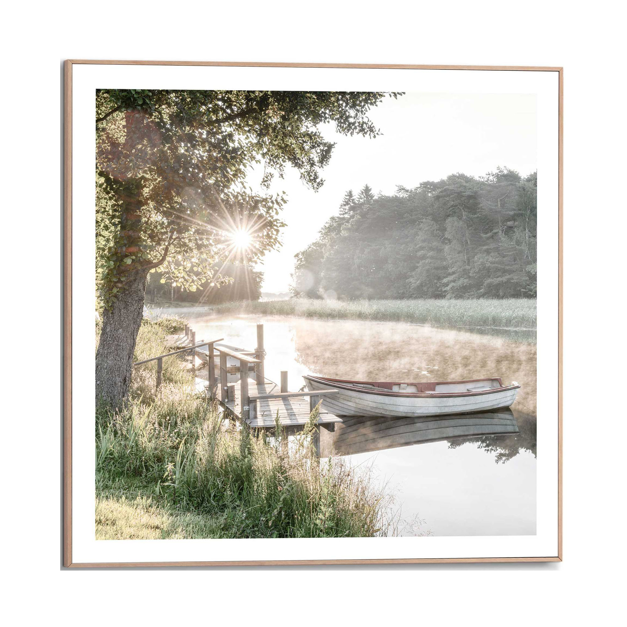 Frontansicht des Wandbilds „Rise and Shine“ in Grün, Größe 50 × 50 cm; das vollständige Motiv ist zu sehen.