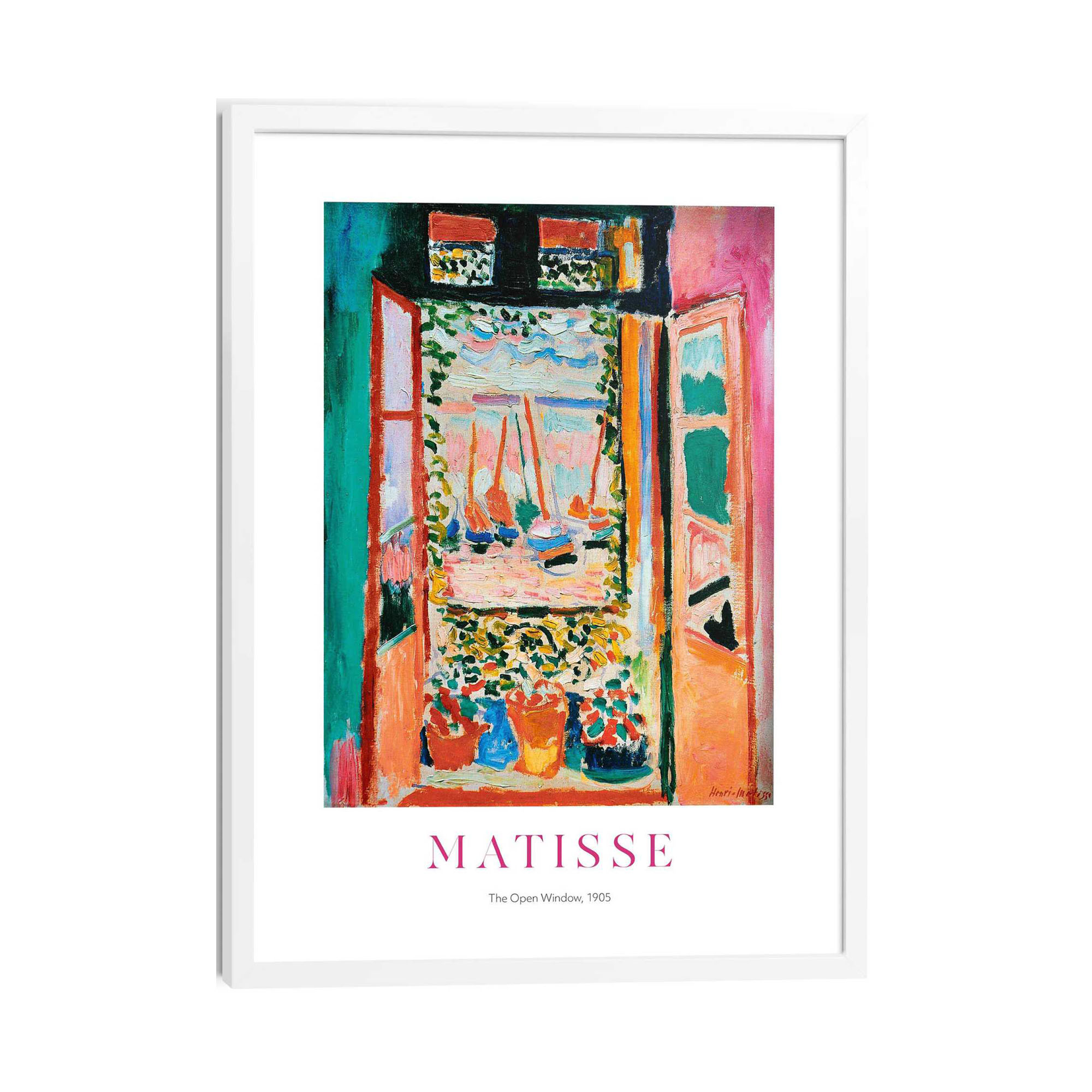 Frontansicht des Wandbilds „Matisse Window“ in Mehrfarbig, Größe 50 × 70 cm; das vollständige Motiv ist zu sehen.
