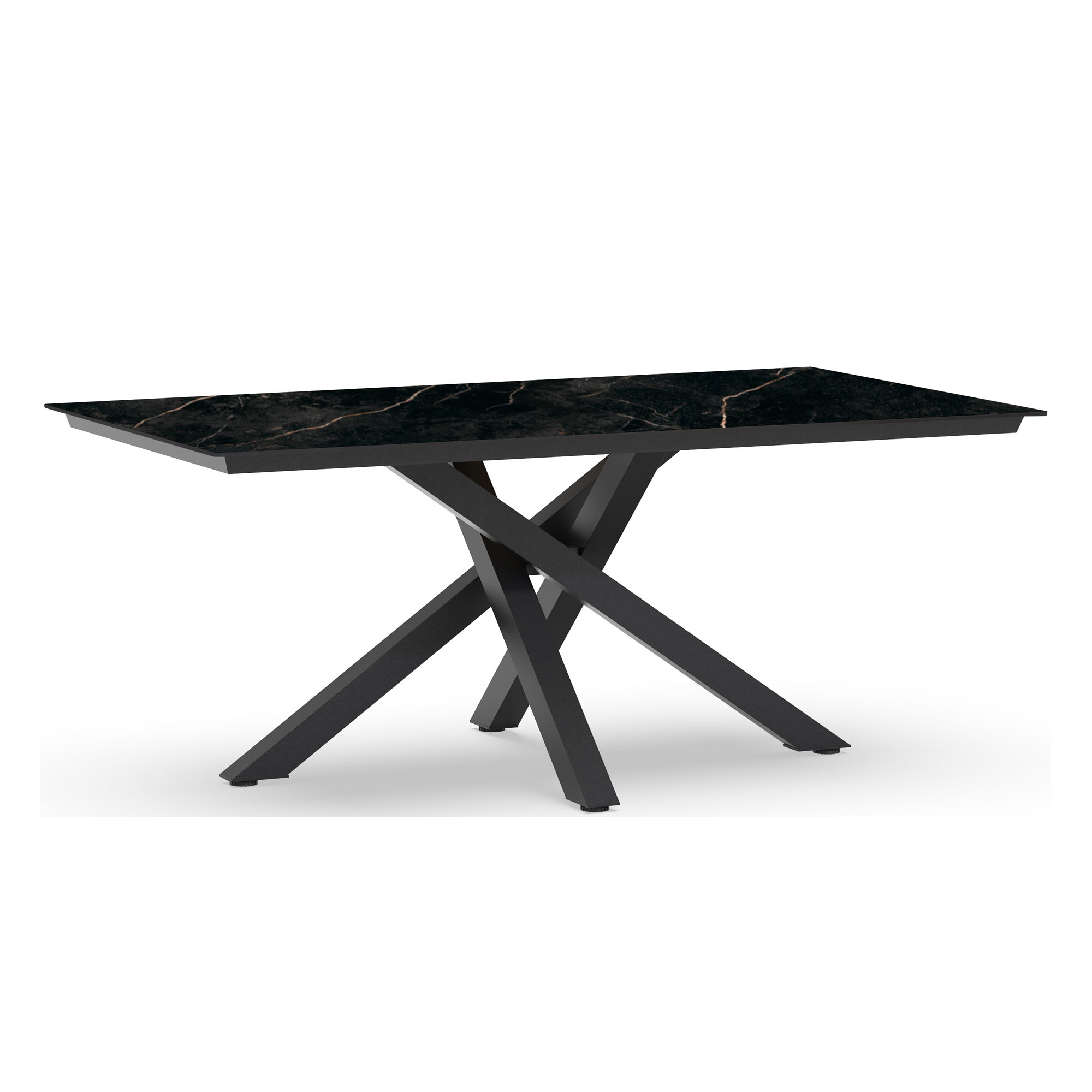 Gartentisch mit Gestell in Charcoal-Farbe und Tischplatte in Marble-Optik