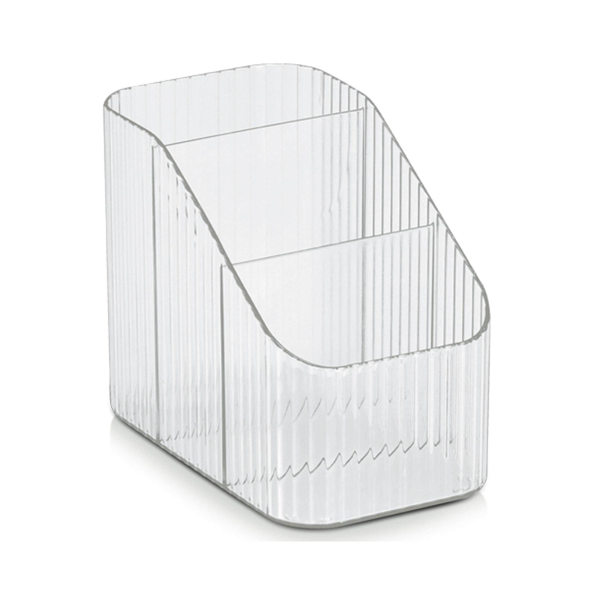 Zeller Utensilien-Organizer; Farbe transparent; Material Kunststoff; Ausführung: 3 Fächer; Maße ca. 8,9 × 14,9 × 12 cm.
