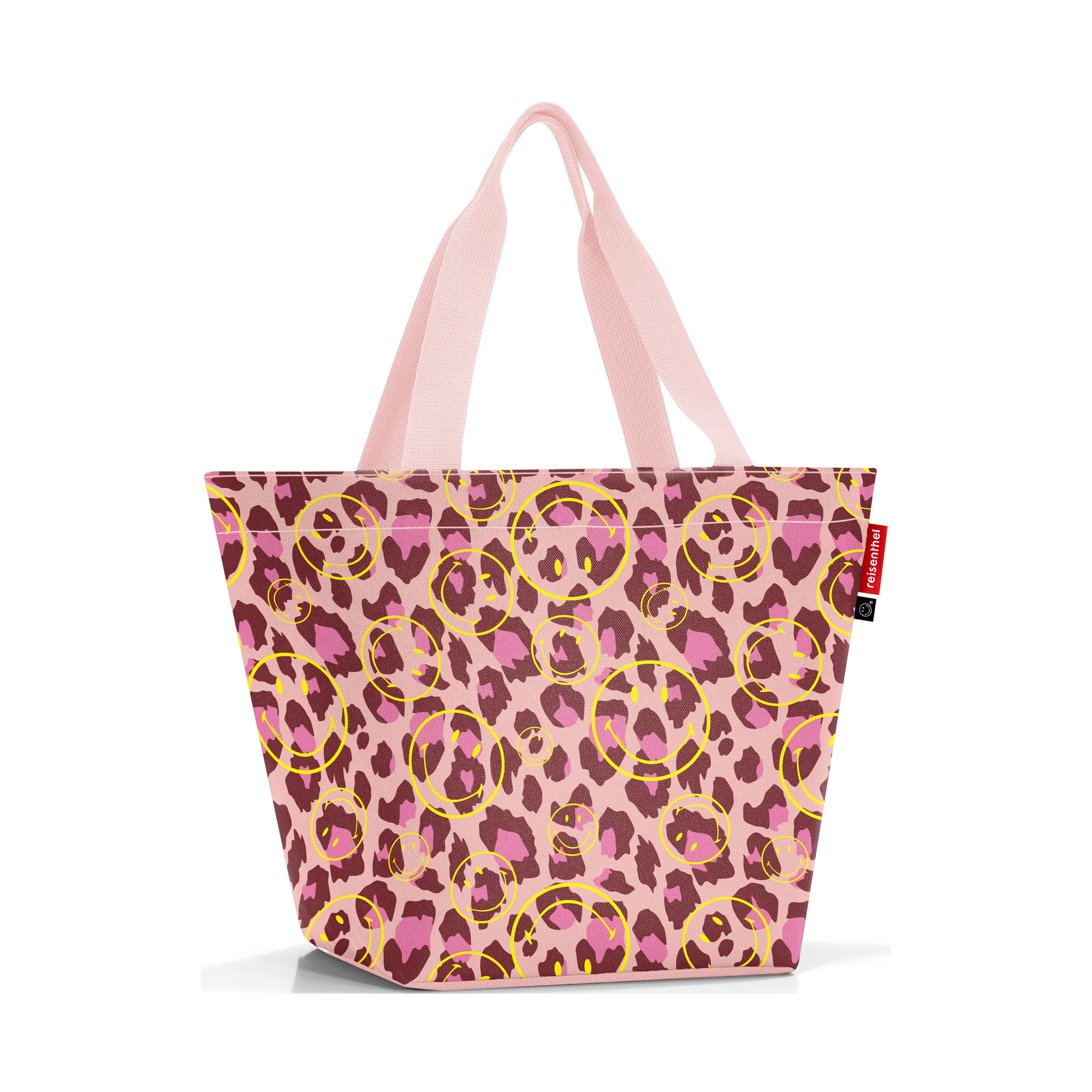 Reisenthel Shopper in Rosa mit Leo-Print und gelben Smiley-Motiven