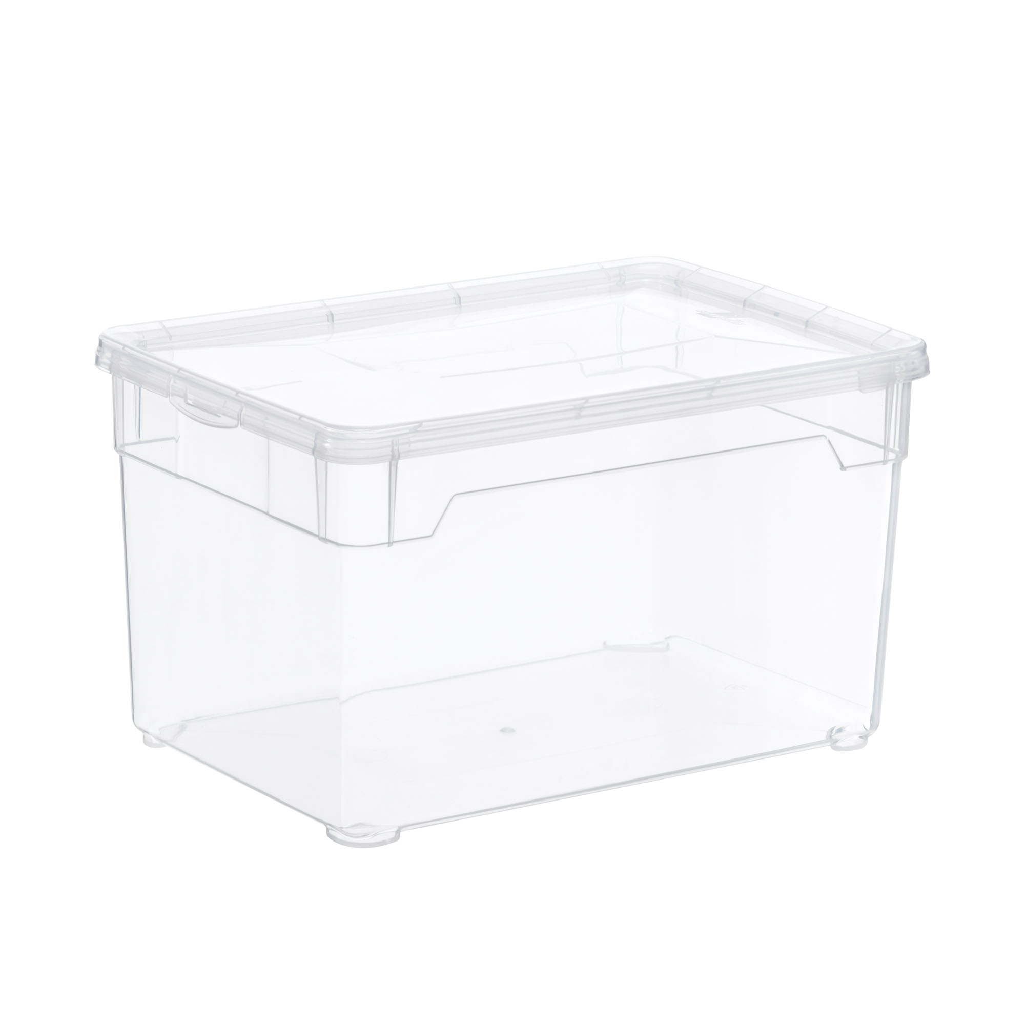 Rechteckige Aufbewahrungsbox aus transparentem Kunststoff mit passendem Deckel