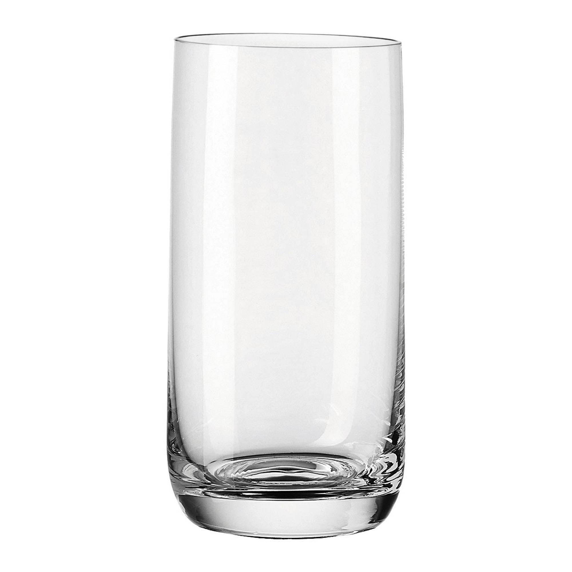Leeres hohes Longdrinkglas aus transparentem Glas mit gerader Form