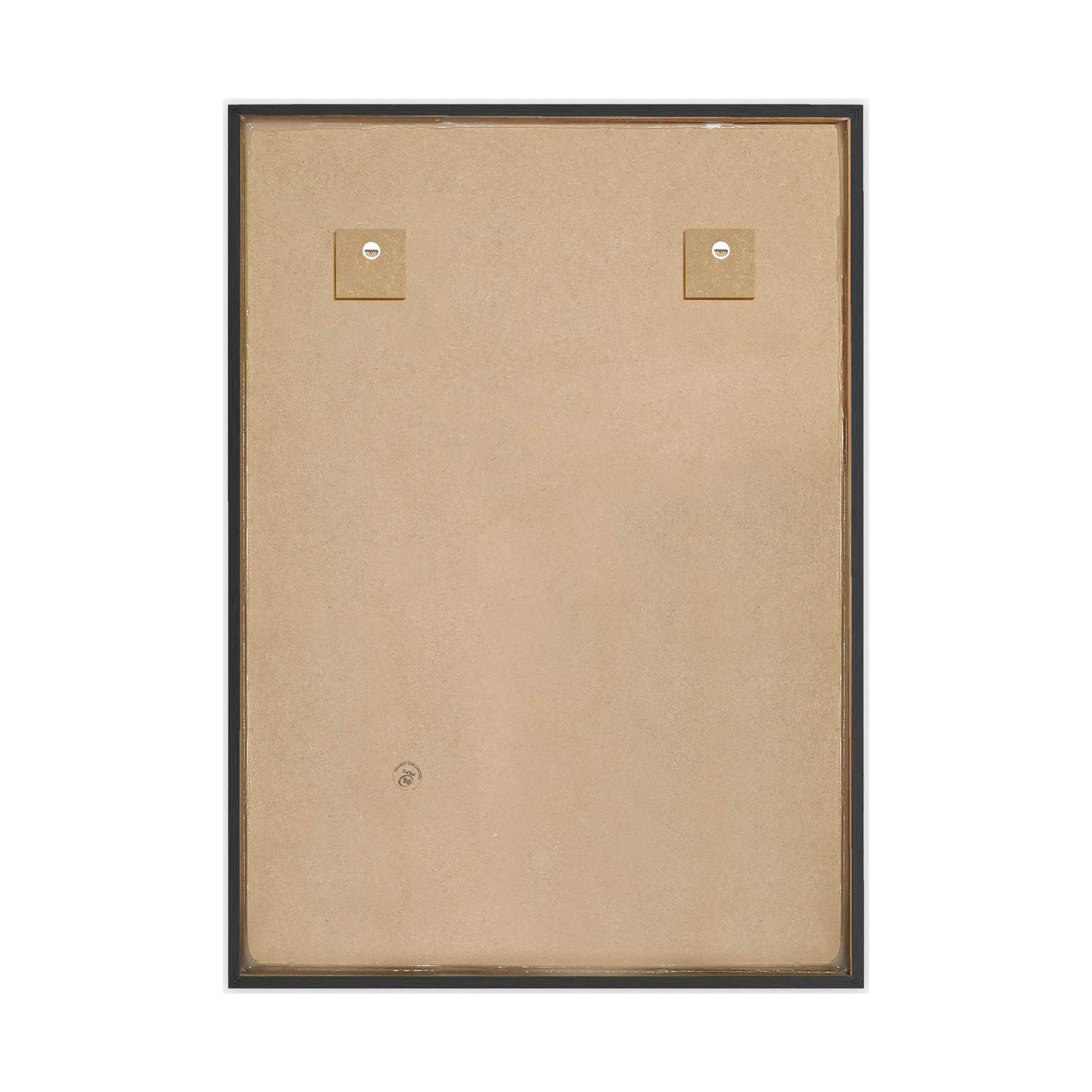 Rückansicht des Wandbilds „Organic Blocks Linen Black“, 50 × 70 cm; sichtbar sind Rückwand und rückseitige Konstruktion.
