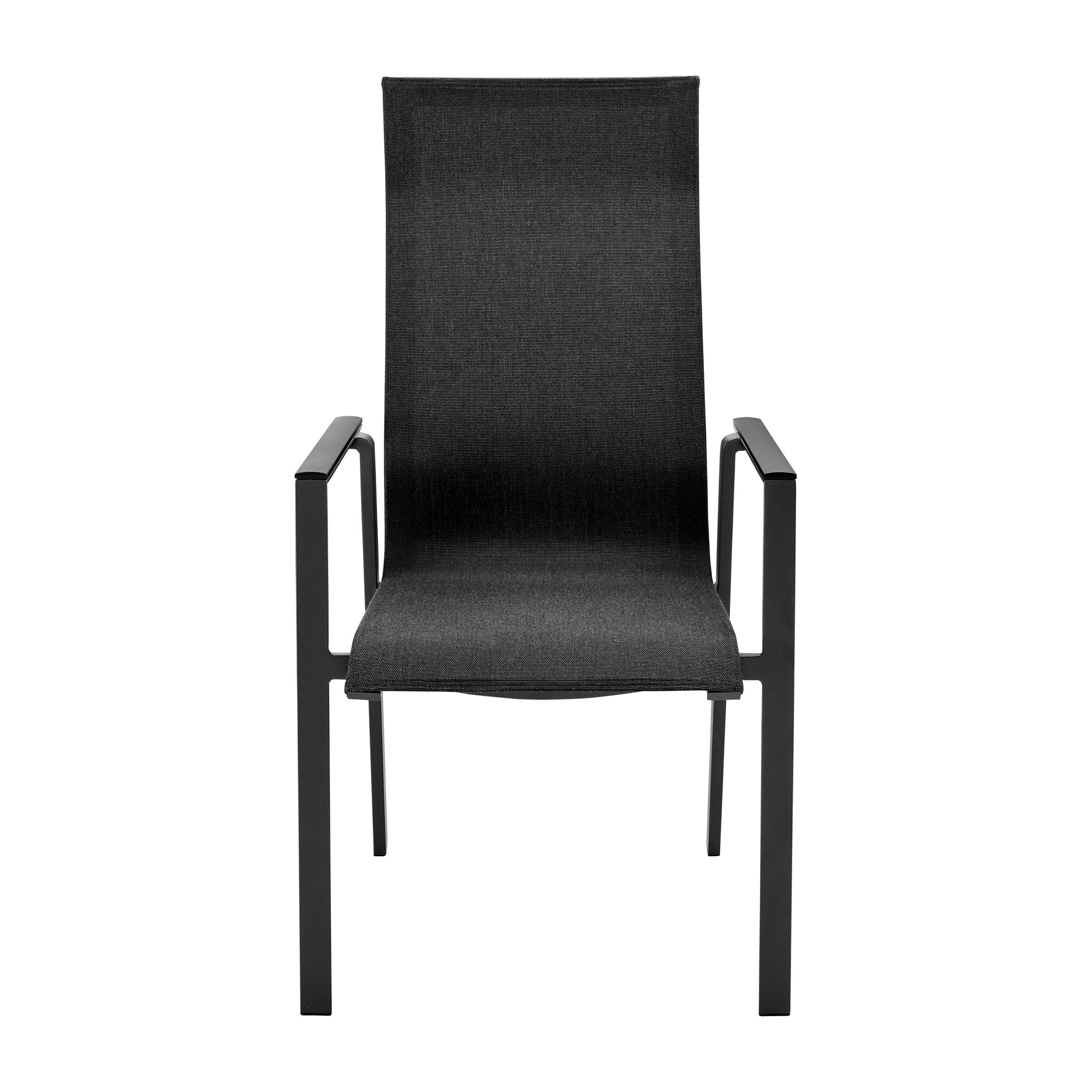Stapelsessel Alu anthracite mit Alu Armlehnen Onlay black / softex coal
