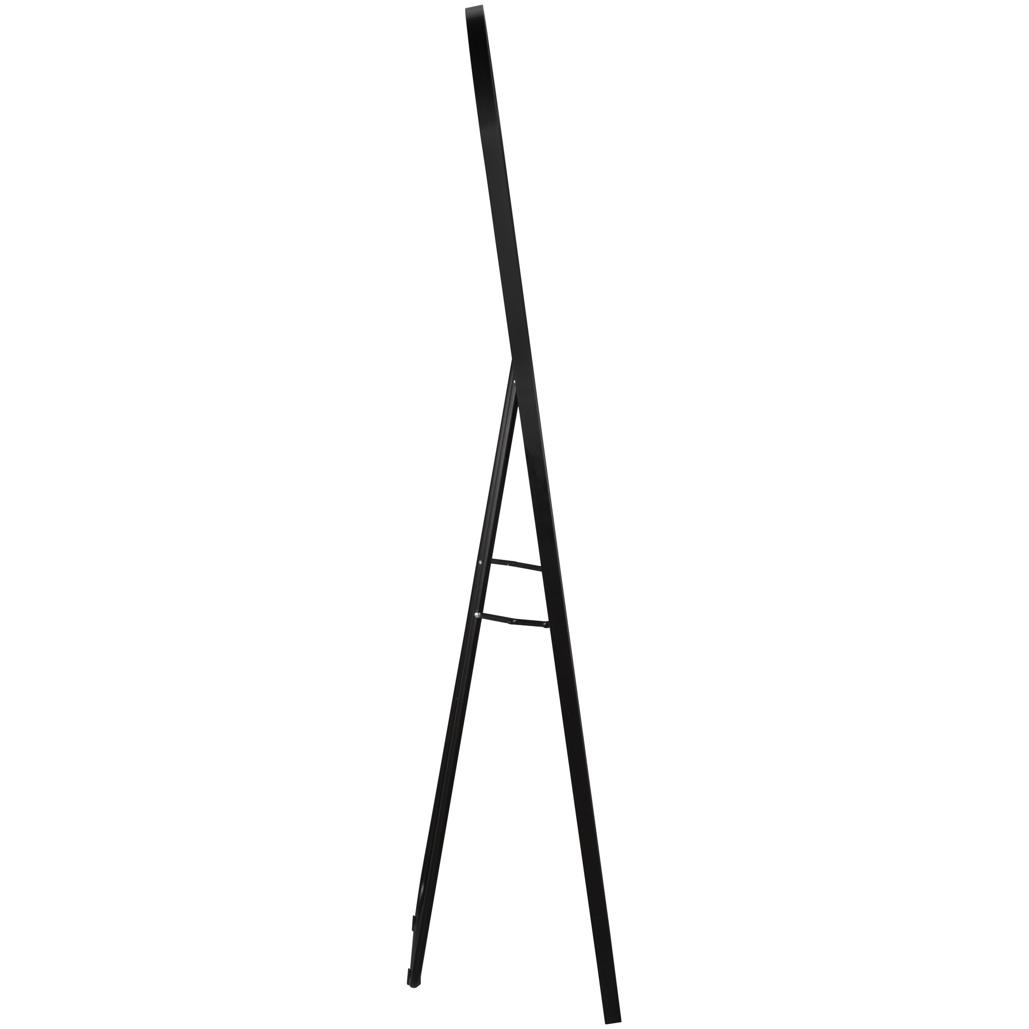 Standspiegel Britt in Schwarz, in schmaler Seitenansicht, sodass Rahmenprofil und Tiefe erkennbar sind; Maße ca. 40 x 160 x 4 cm.