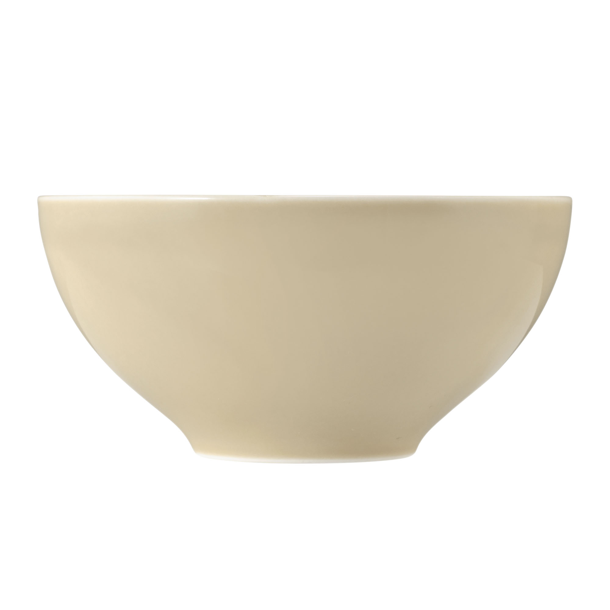 Schale in Sandbeige. Sichtbare Merkmale: rund, tief und innen geriffelt. Darstellung: Draufsicht.