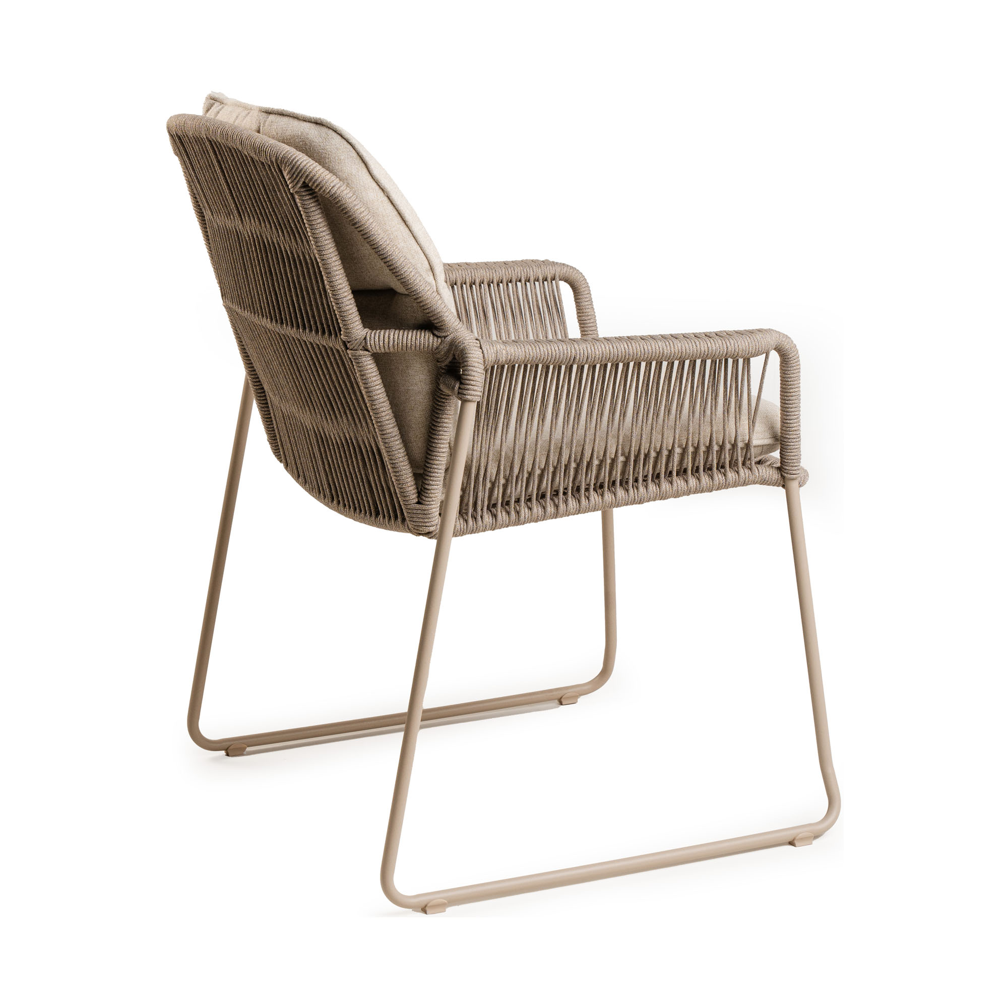 Dining Chair mit Gestell in Champagnerfarbe und hellem Polster, Seitenansicht