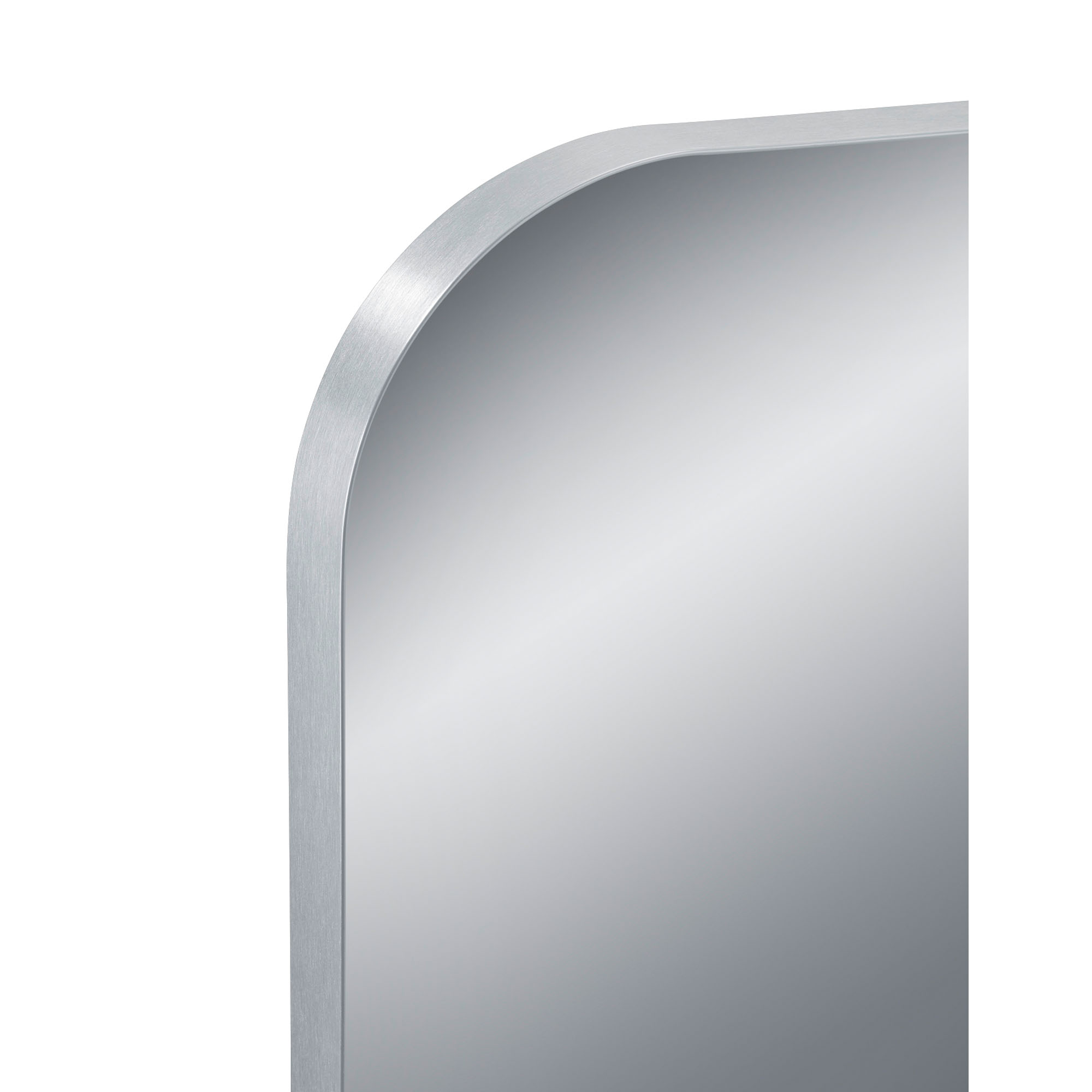 Spiegel Britta in Silber, als Nahaufnahme von Rahmen und Spiegelkante; Maße ca. 50 x 150 x 2,8 cm.