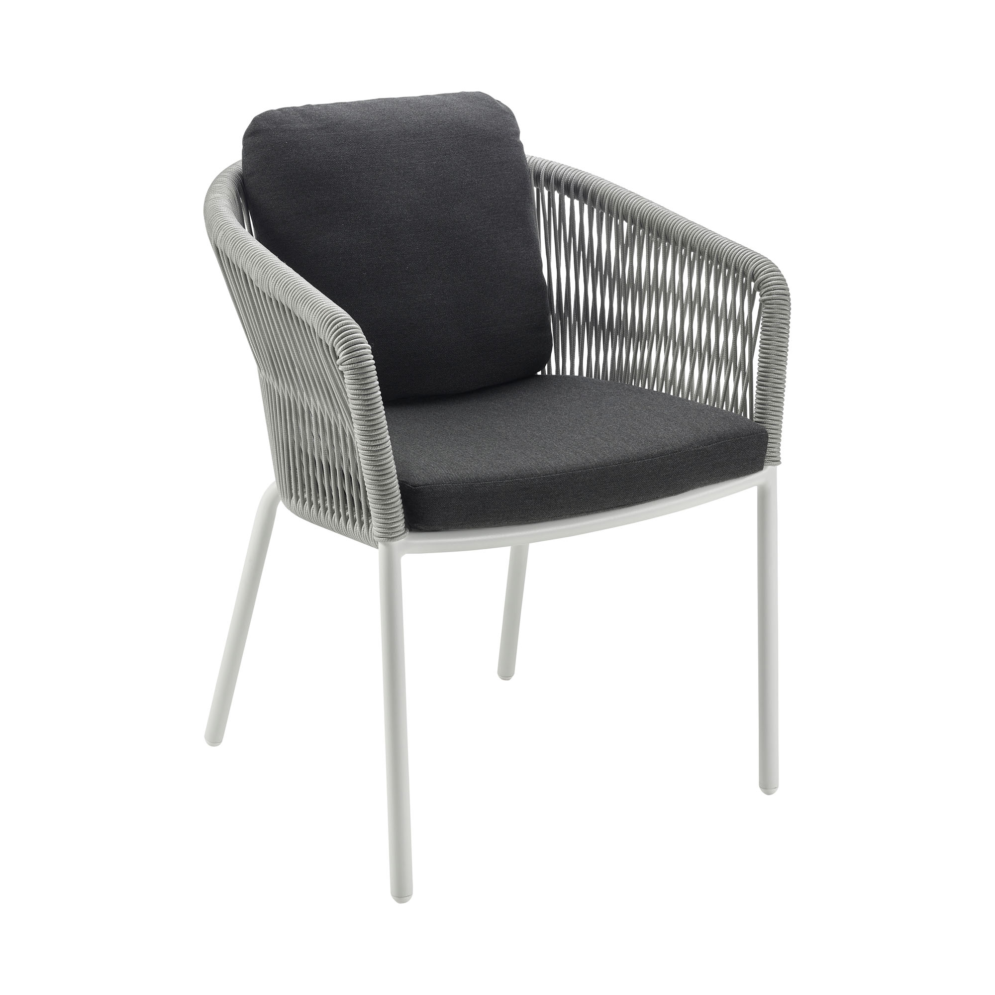 Dining Sessel Alu String-Flex white-grey / Bombay anthracite inkl. Rückenkissen