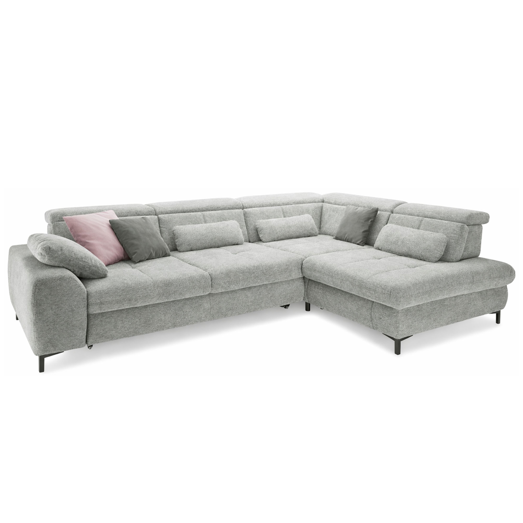 Ecksofa Musterring SO 3400 mit Longchair und mehreren Rückenkissen in Frontansicht
