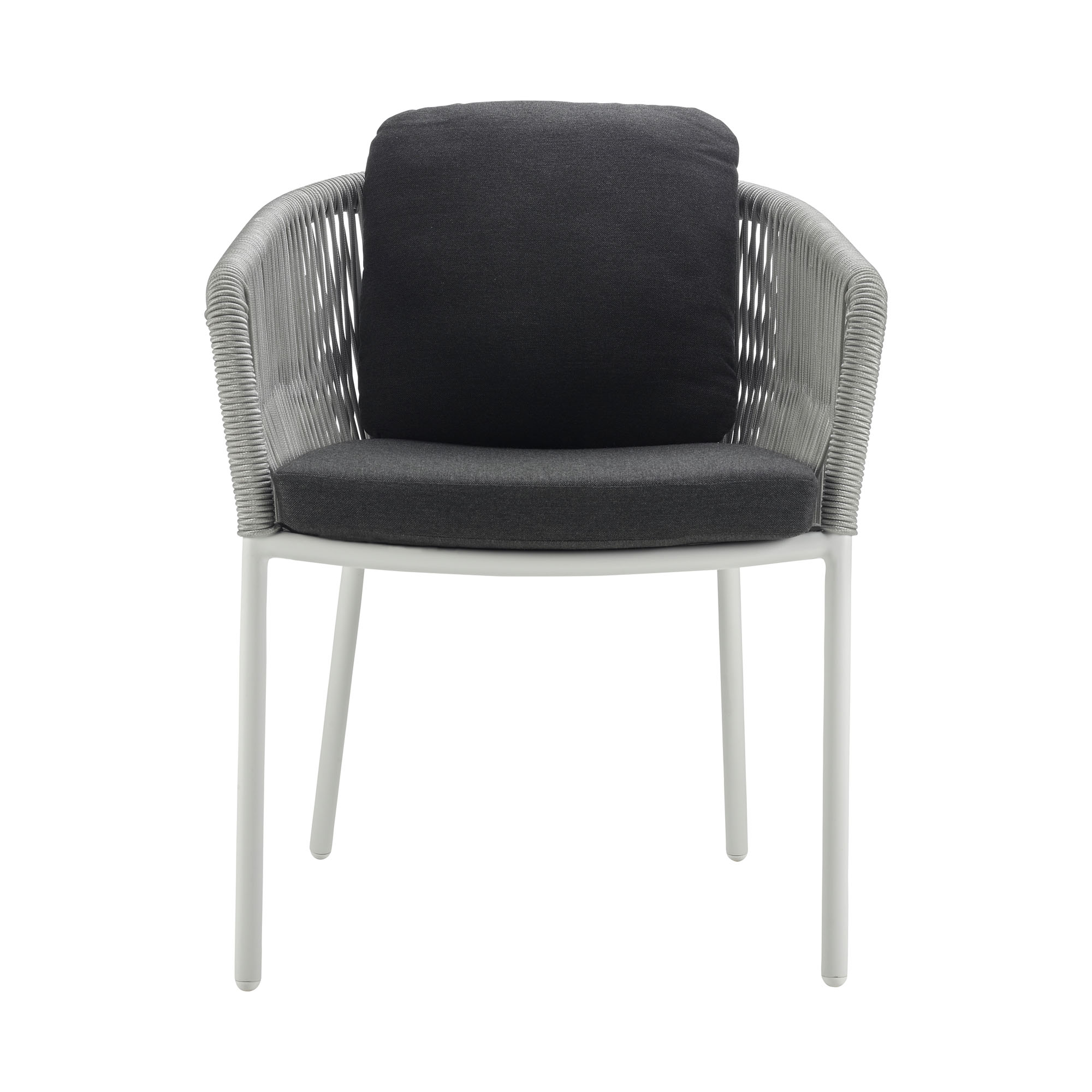 Dining Sessel Alu String-Flex white-grey / Bombay anthracite inkl. Rückenkissen