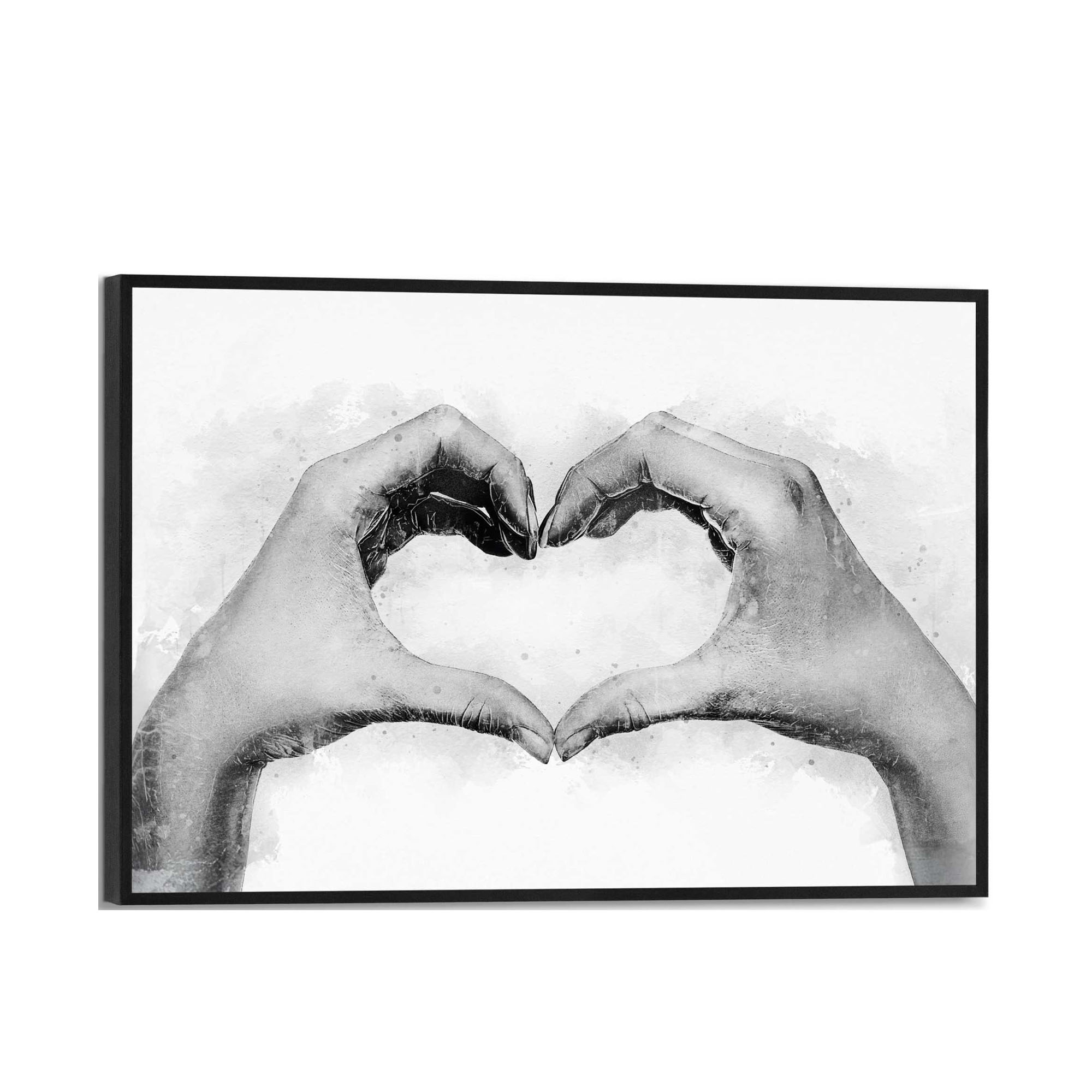 Frontansicht des Wandbilds „Love Sign“ in Schwarz-Weiß, Größe 20 × 30 cm; das vollständige Motiv ist zu sehen.