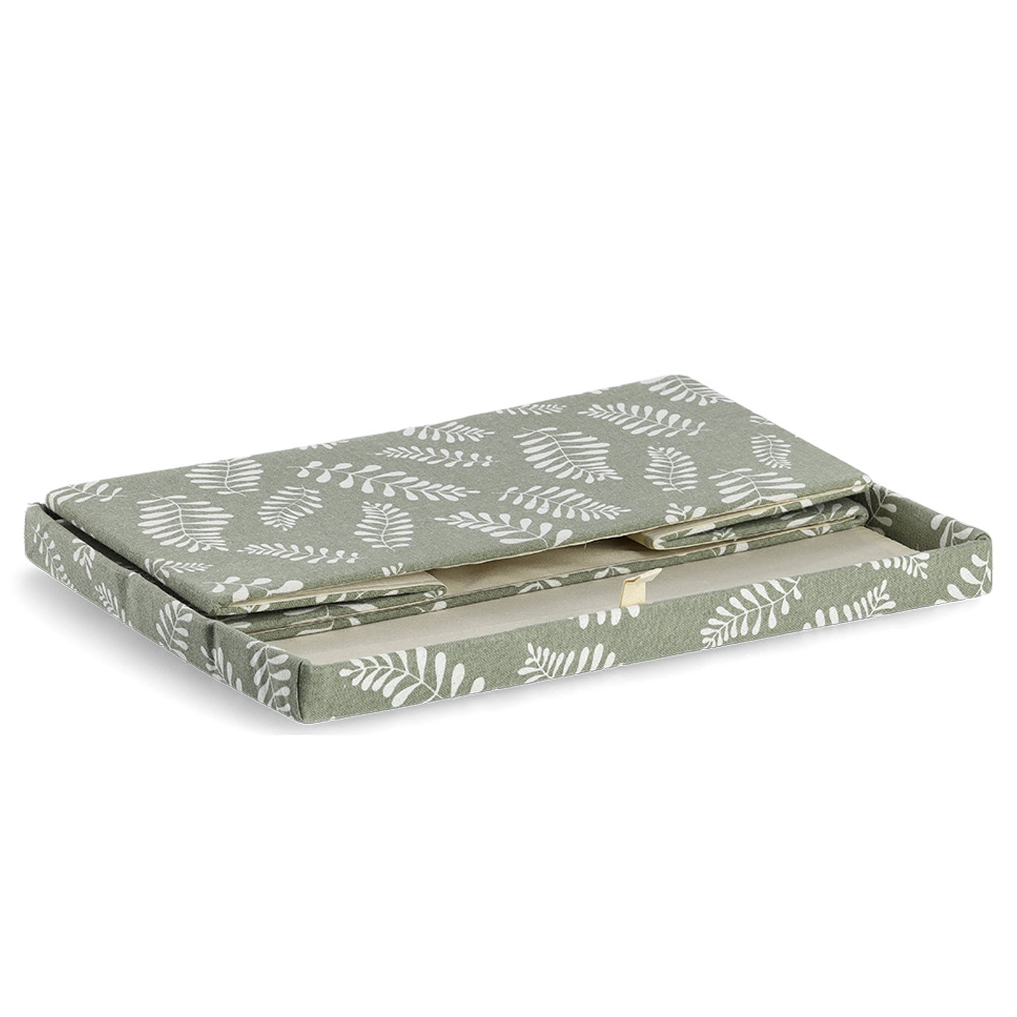 Zusätzliche Produktansicht: Zeller Aufbewahrungsbox "Leaves"; Farbe grün; Material Baumwolle/Polyester; Maße ca. 36 × 26 × 16,5 cm.