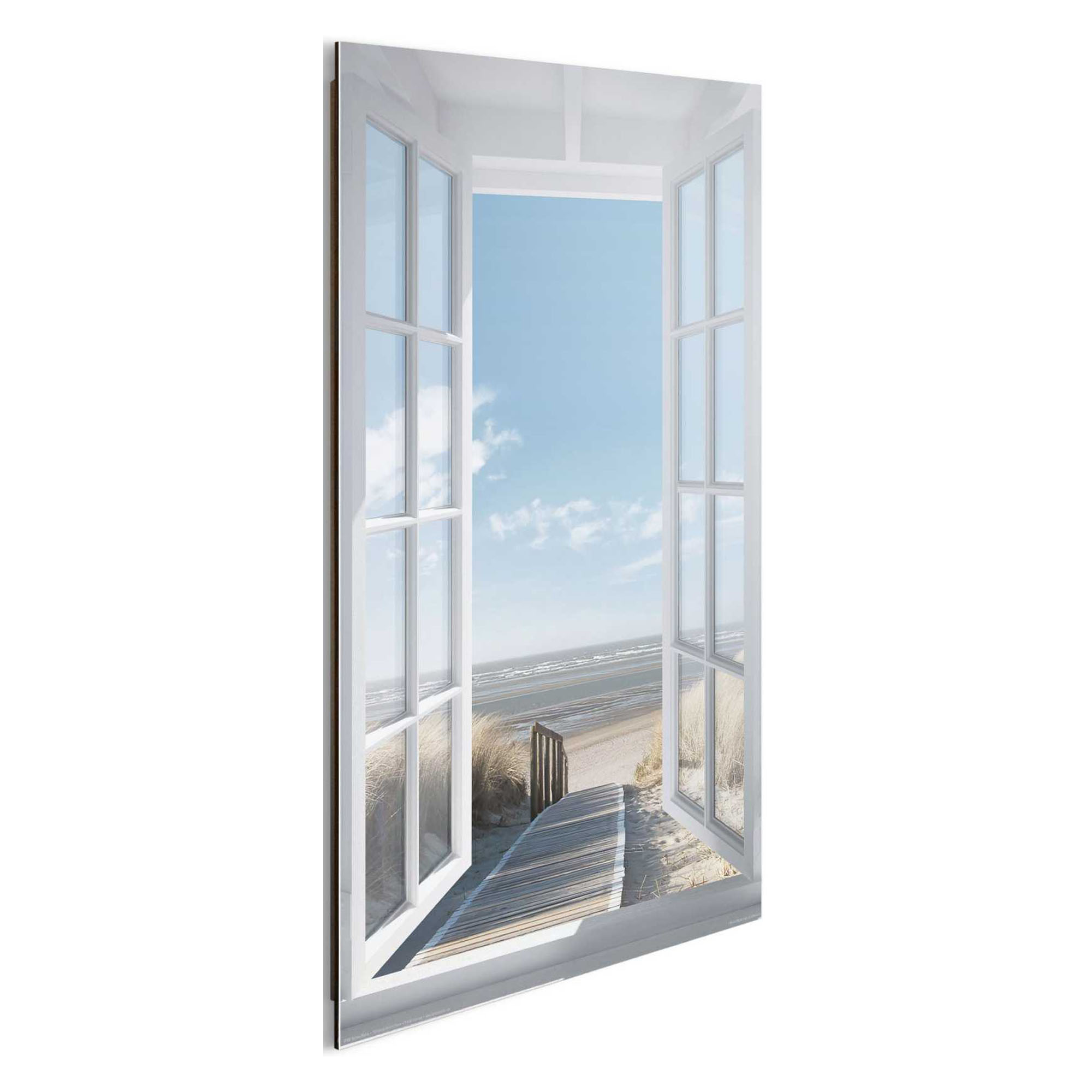Seitliche Schrägansicht des Wandbilds „Northsea Window“, 40 × 50 cm; Profil, Kante und Tiefe des Bildes sind erkennbar.