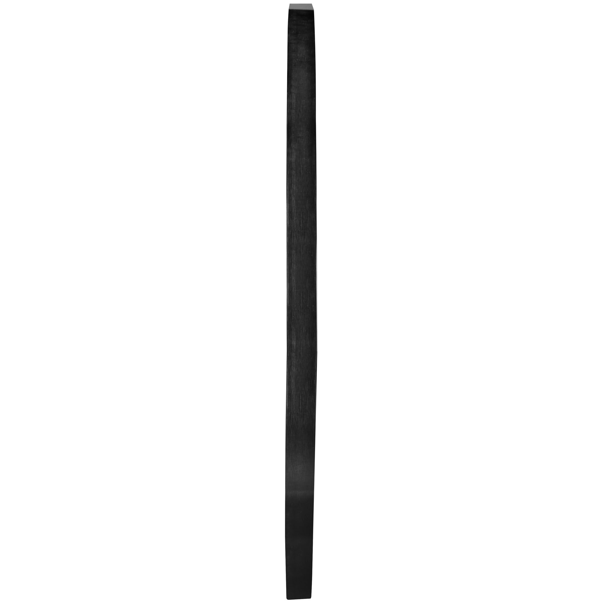 Spiegel Britta in Schwarz, in schmaler Seitenansicht, sodass Rahmenprofil und Tiefe erkennbar sind; Maße ca. 70 x 170 x 2,8 cm.
