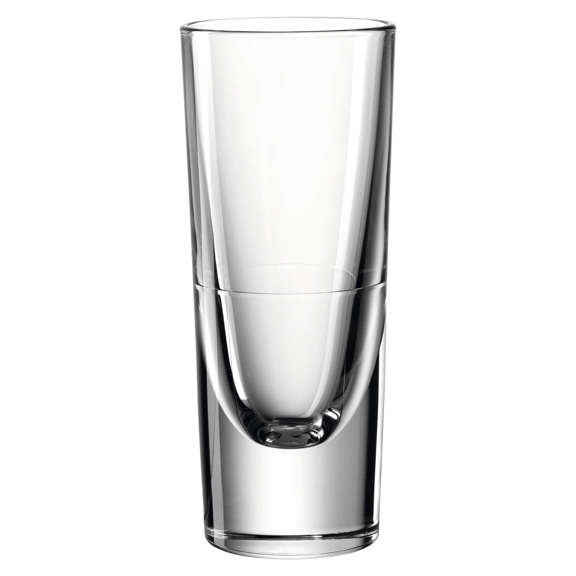 Klares Schnapsglas mit doppelwandigem Design und optischem Schwebeeffekt
