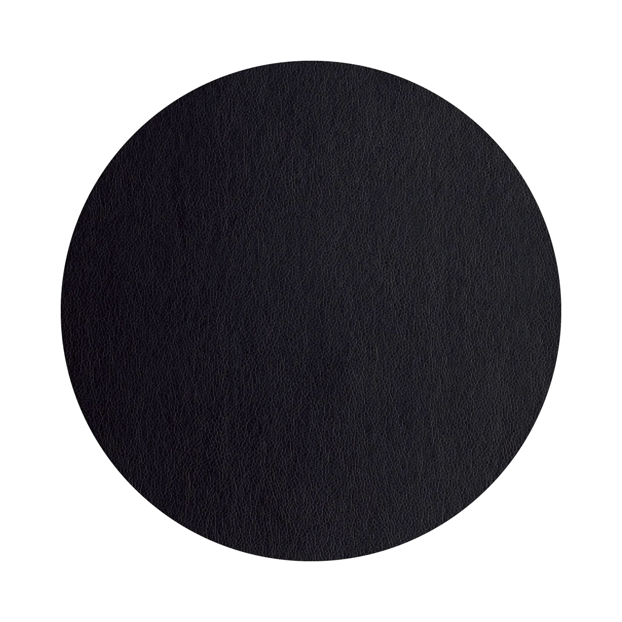 Tischset rund der Serie Leather Optic, Farbe Schwarz matt; rund ausgelegt, Oberflächenstruktur sichtbar.