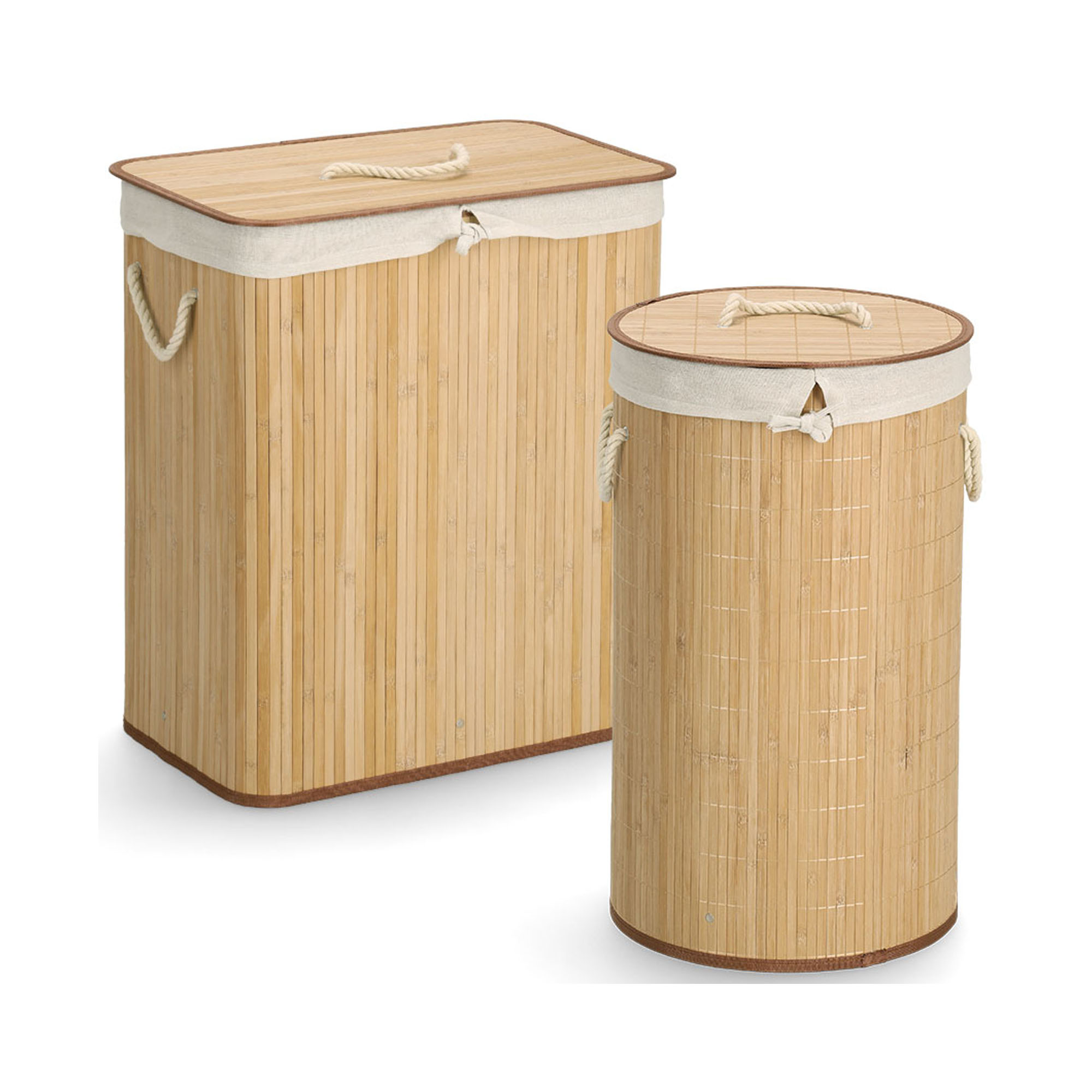 Alternative Ansicht: Zeller Wäschesammler; Farbe natur; Material Bambus; Maße ca. D 35 × 60 cm.