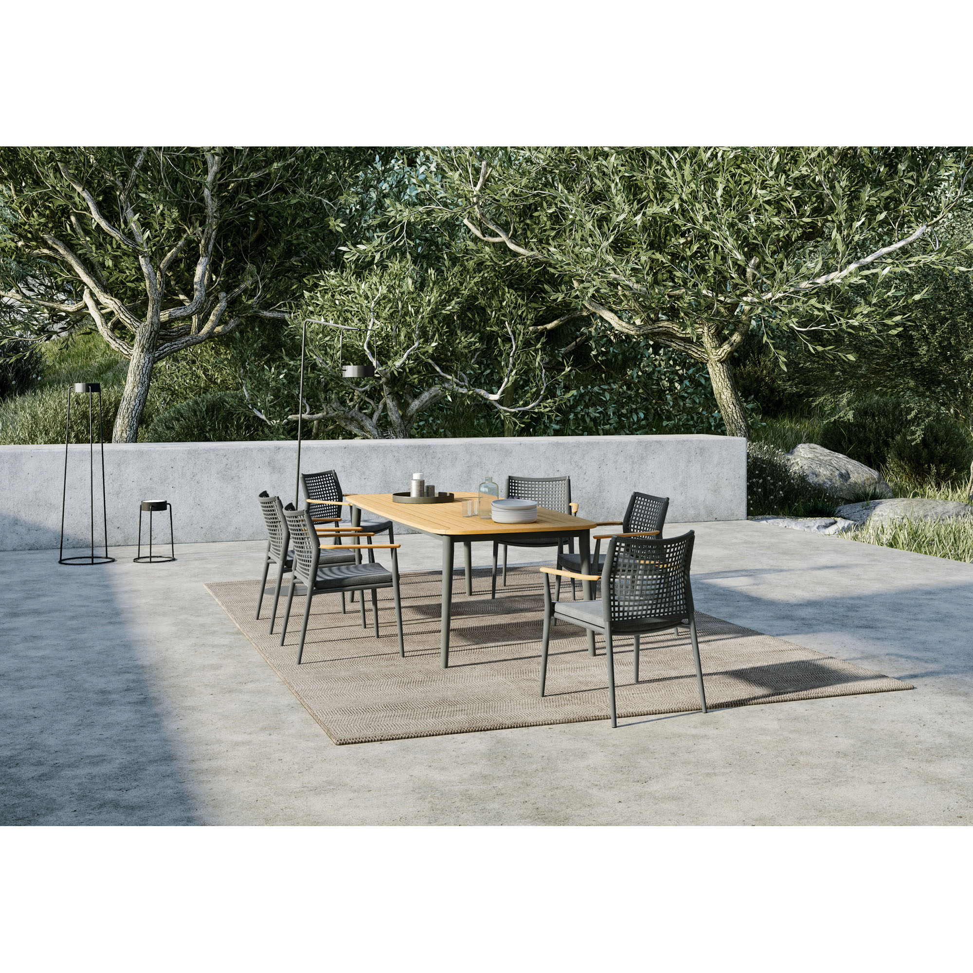 Tisch 230 x 100 cm Alu anthracite / Teak 230x100 cm