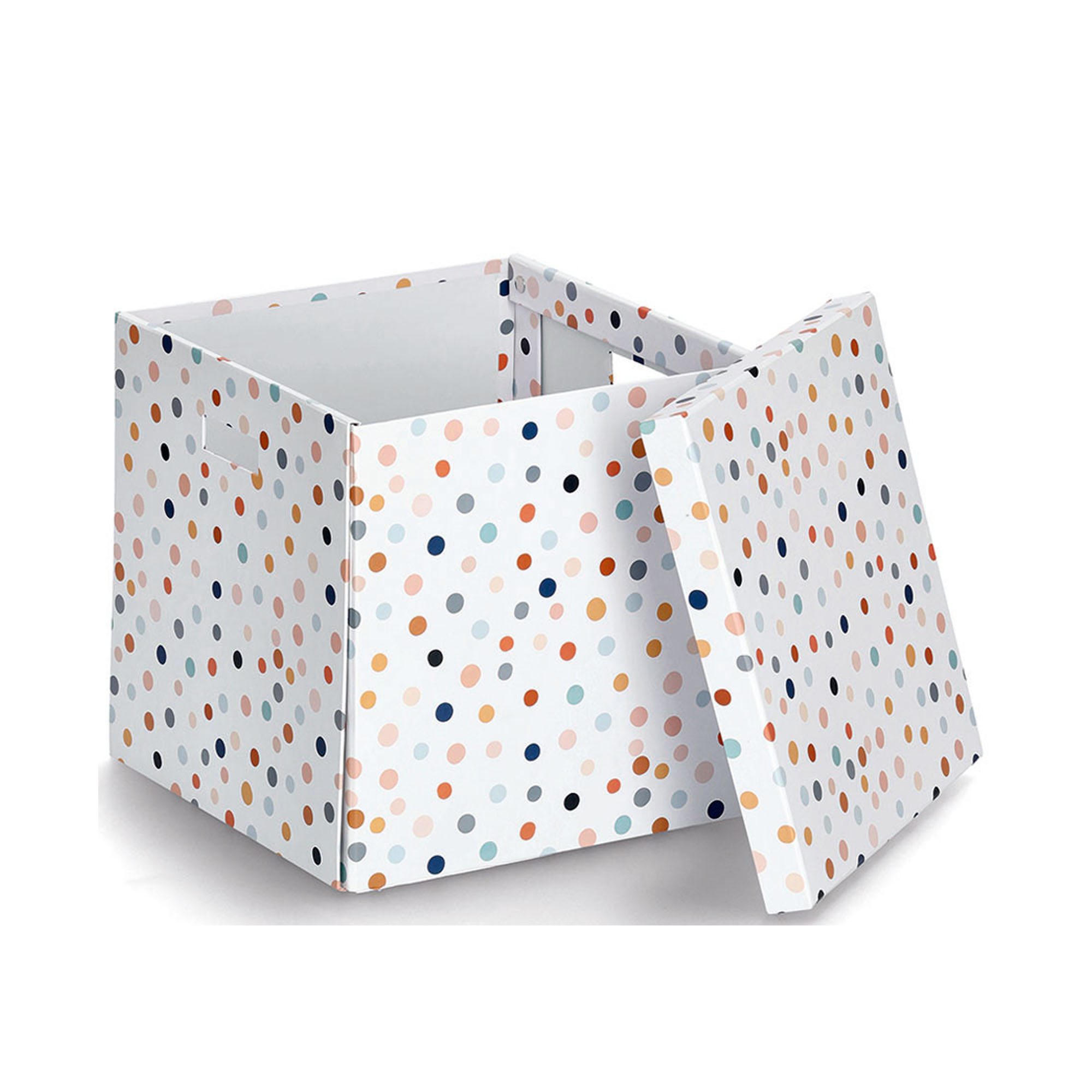 Zusätzliche Ansicht: Zeller Aufbewahrungsbox "Dots"; Farbe bunt; Material recycelter Karton; Maße ca. 33,5 × 33 × 32 cm.