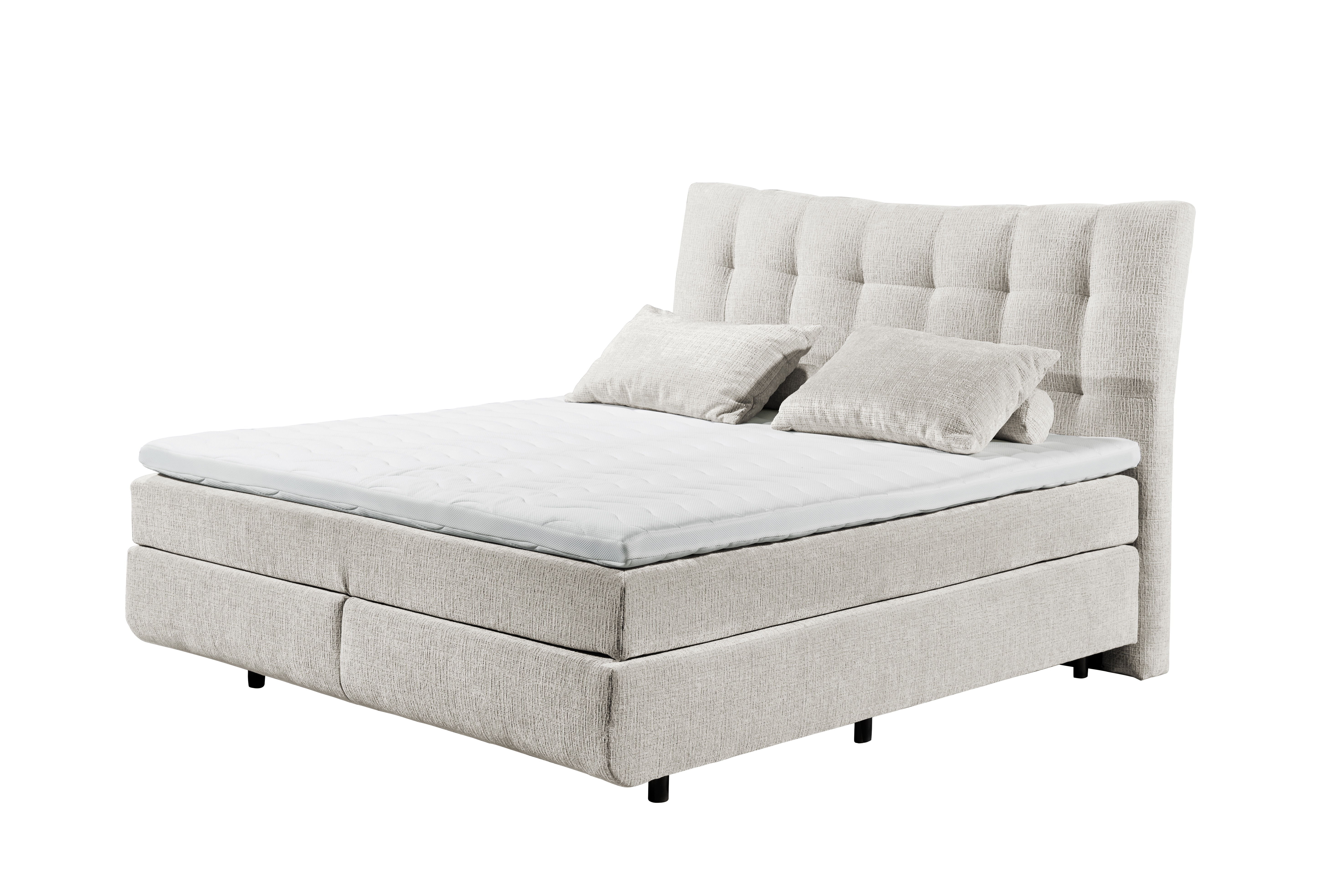 Boxspringbett in pearl mit 7-Zonen-Tonnentaschenfederkern und Geltopper