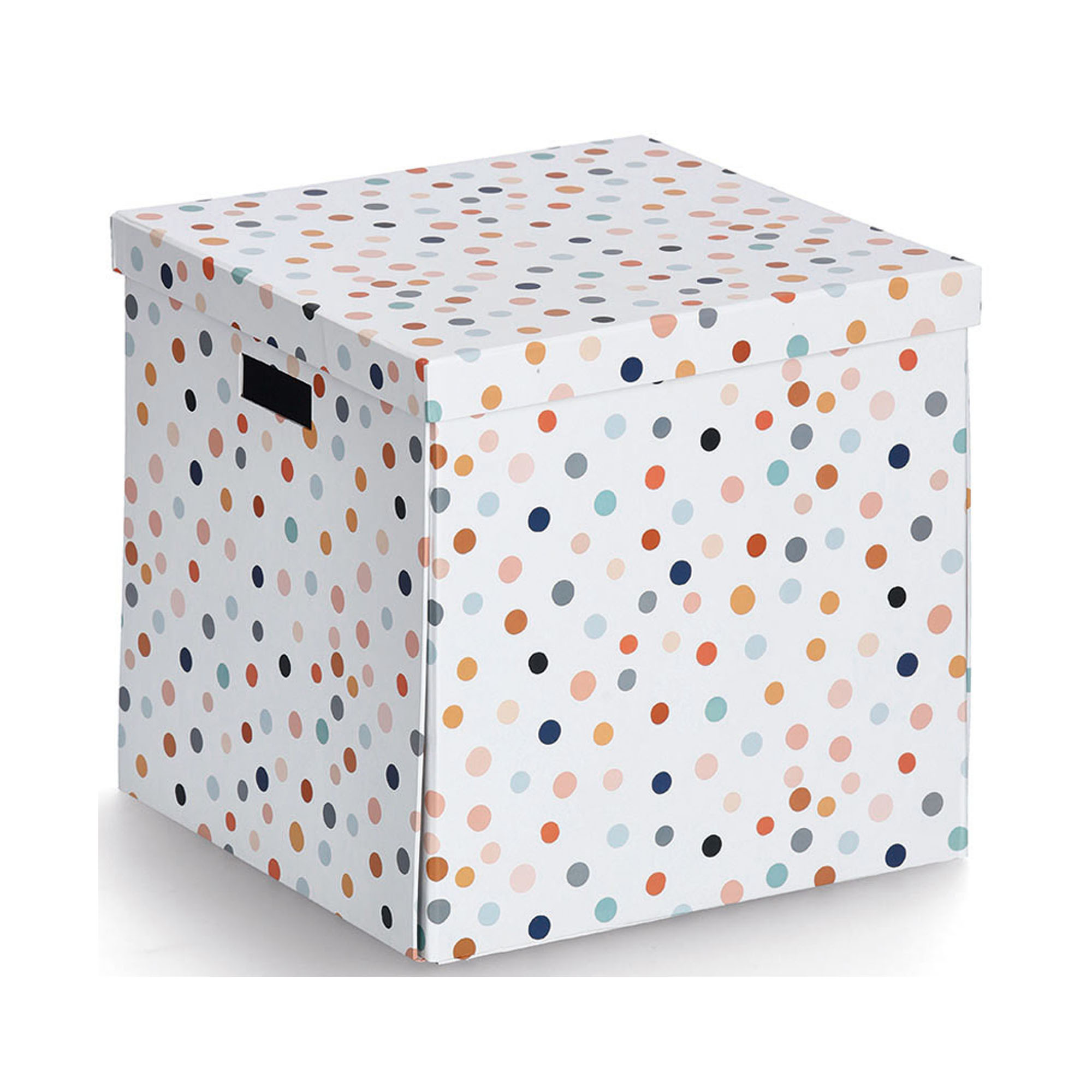 Zeller Aufbewahrungsbox "Dots"; Farbe bunt; Material recycelter Karton; Maße ca. 33,5 × 33 × 32 cm.