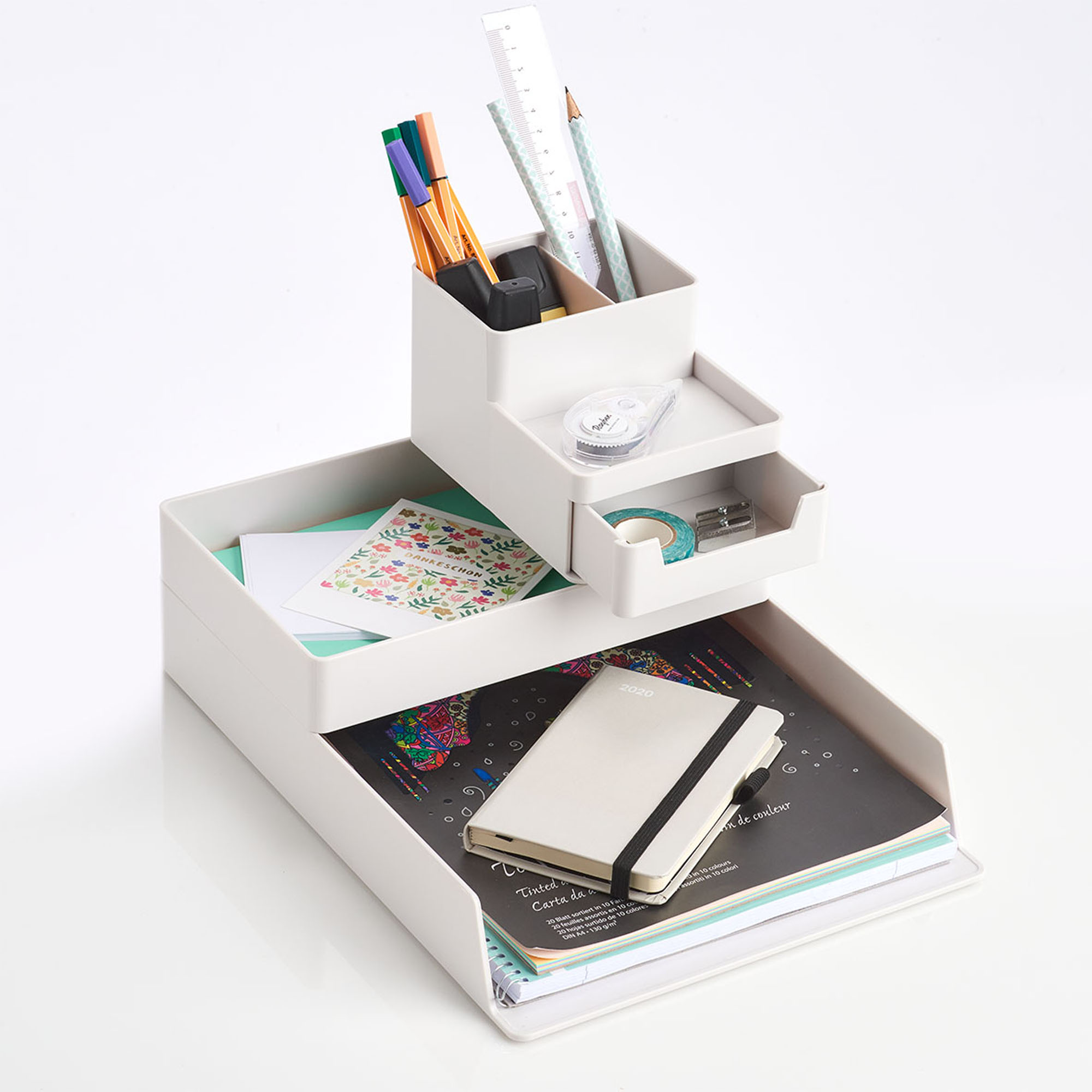 Zusätzliche Ansicht: Zeller Universal-Organizer; Farbe grau; Material Kunststoff; Maße ca. 24 × 15,2 × 4 cm.