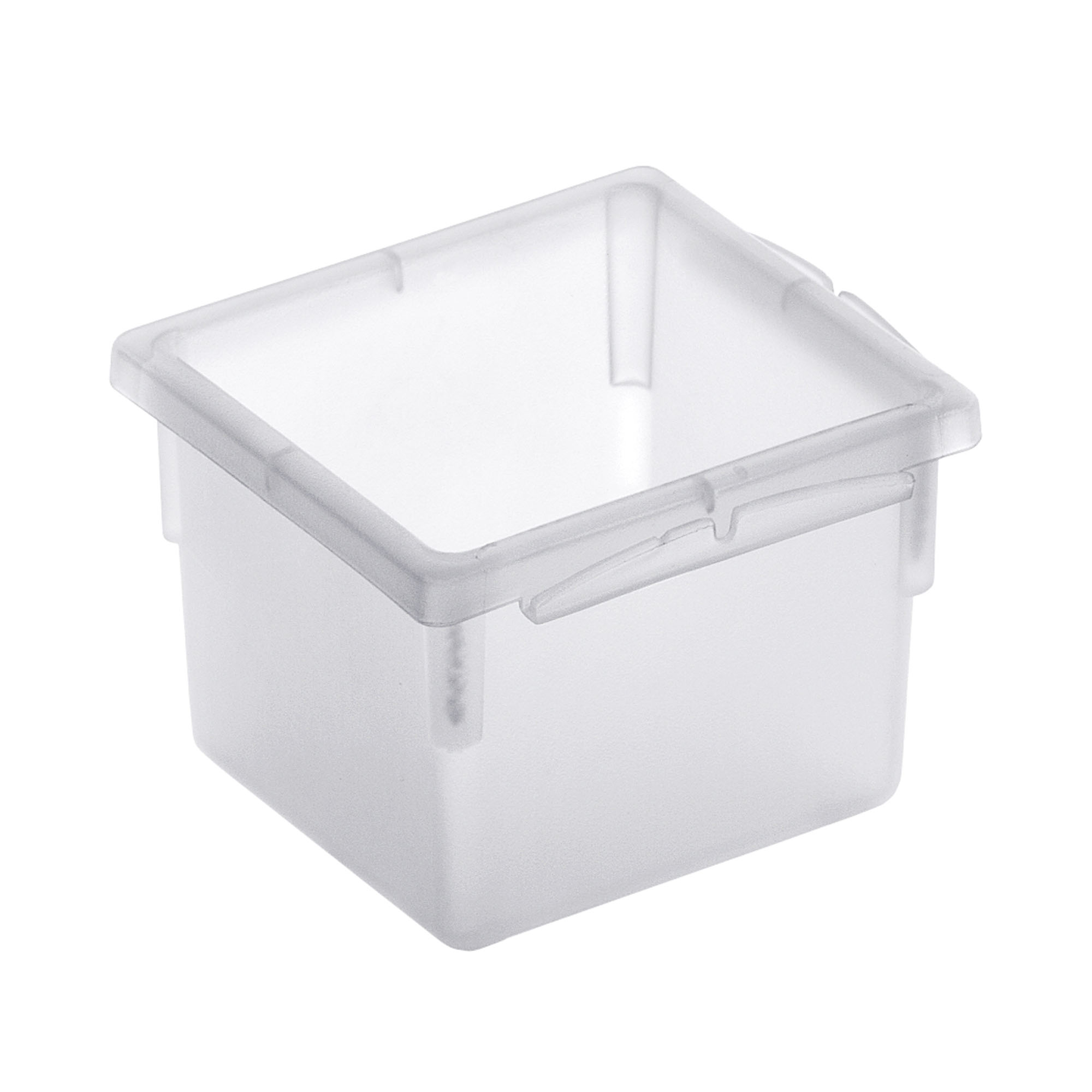 Quadratische Aufbewahrungsbox aus transparentem Kunststoff ohne Deckel