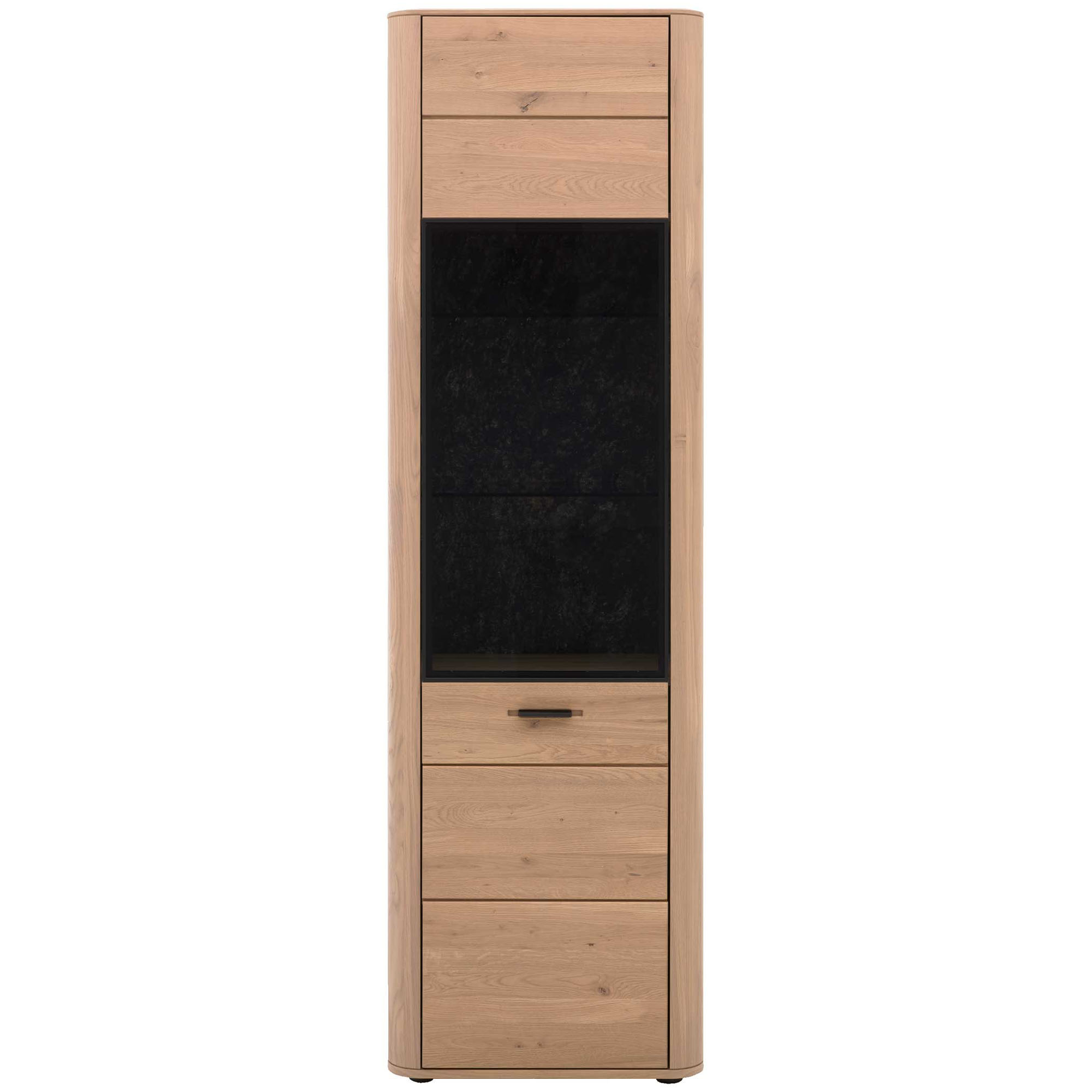 Interliving 2029 Vitrine mit Holztüren und mittigem Glasausschnitt in der Frontansicht