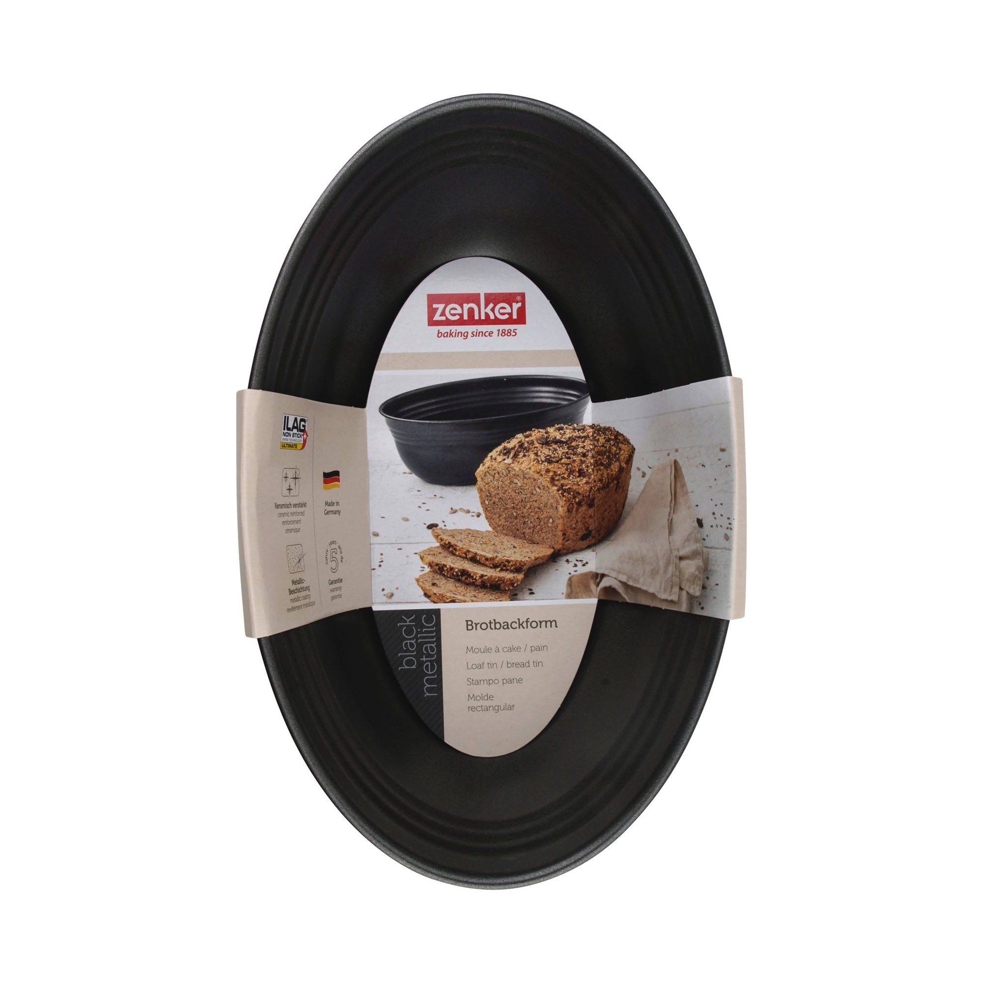 Ovale Brotbackform mit Produktbanderole