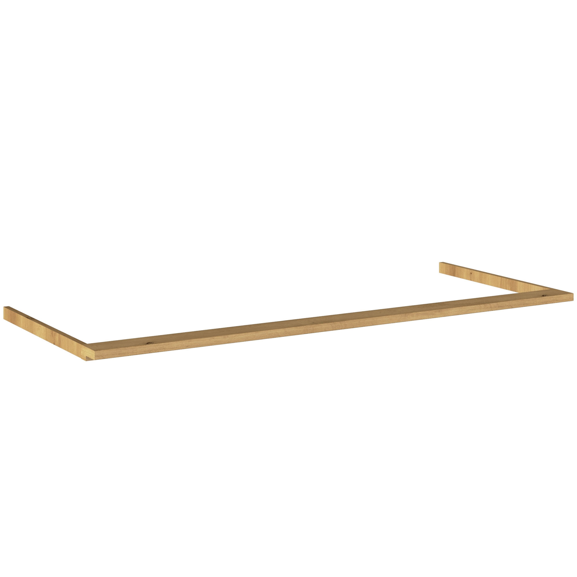 Oberkranz in Holzdekor Asteiche mit Maßangaben 3,6 cm Höhe, 64 cm Tiefe und 151 cm Breite, auf weißem Hintergrund