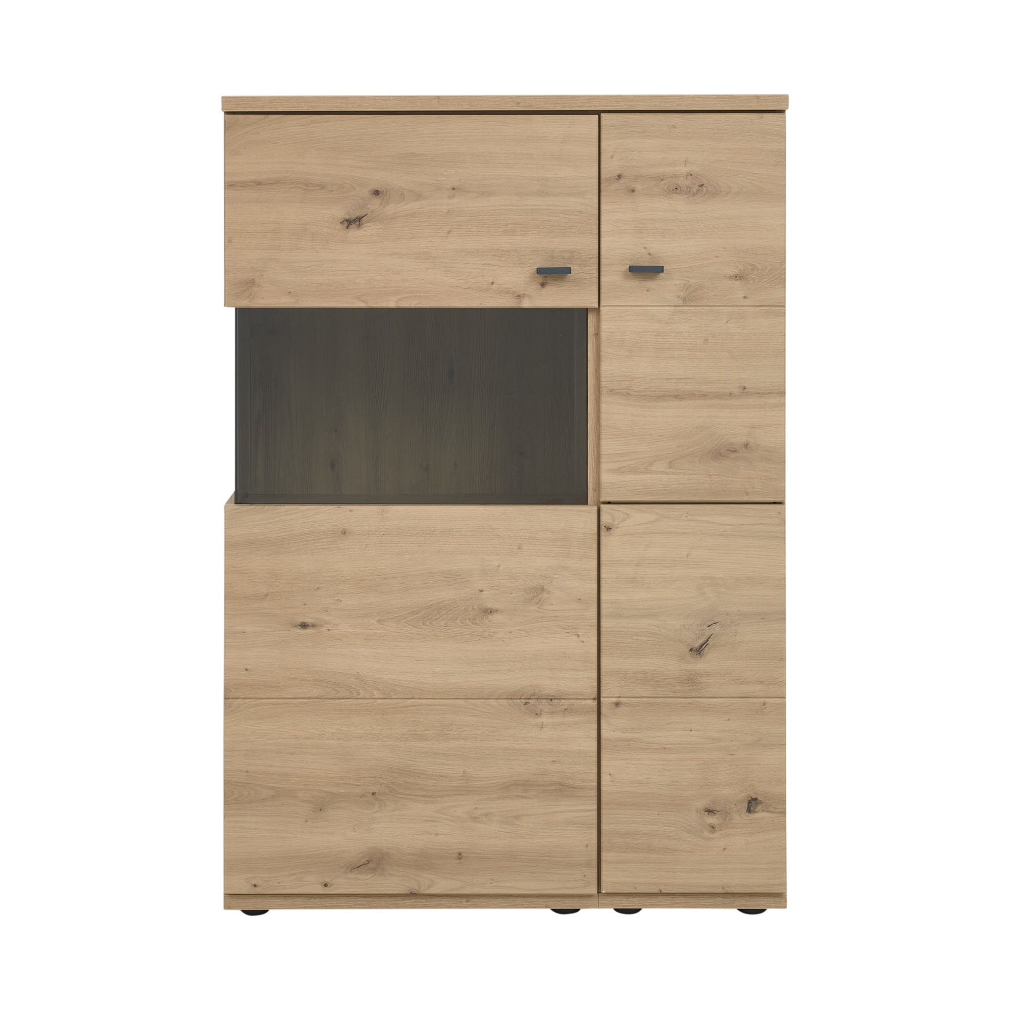 Interliving 2110 Highboard mit Glaseinsatz und geschlossenen Türen in Frontansicht