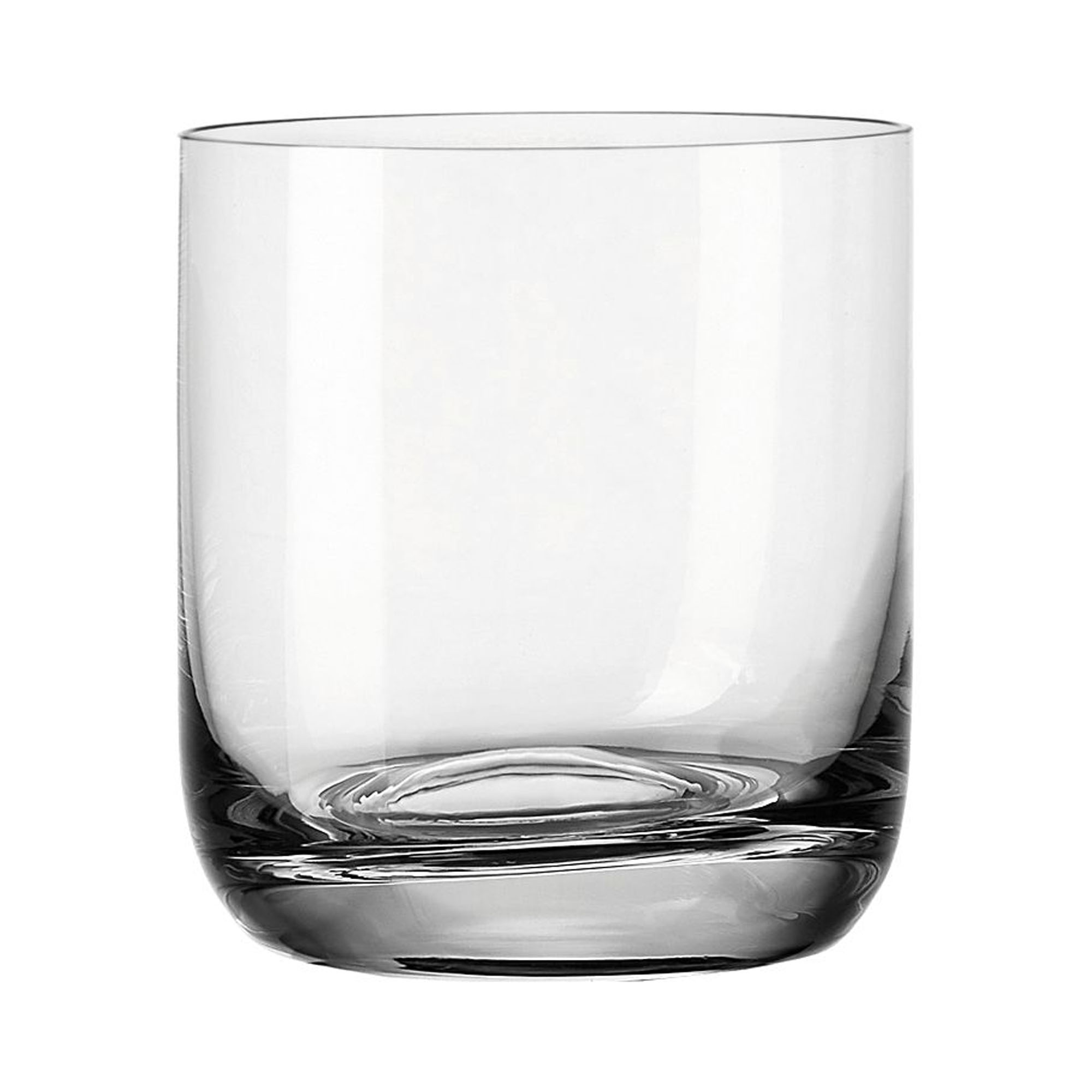 Leeres Whiskyglas aus transparentem Glas mit breiter Form und stabilem Boden