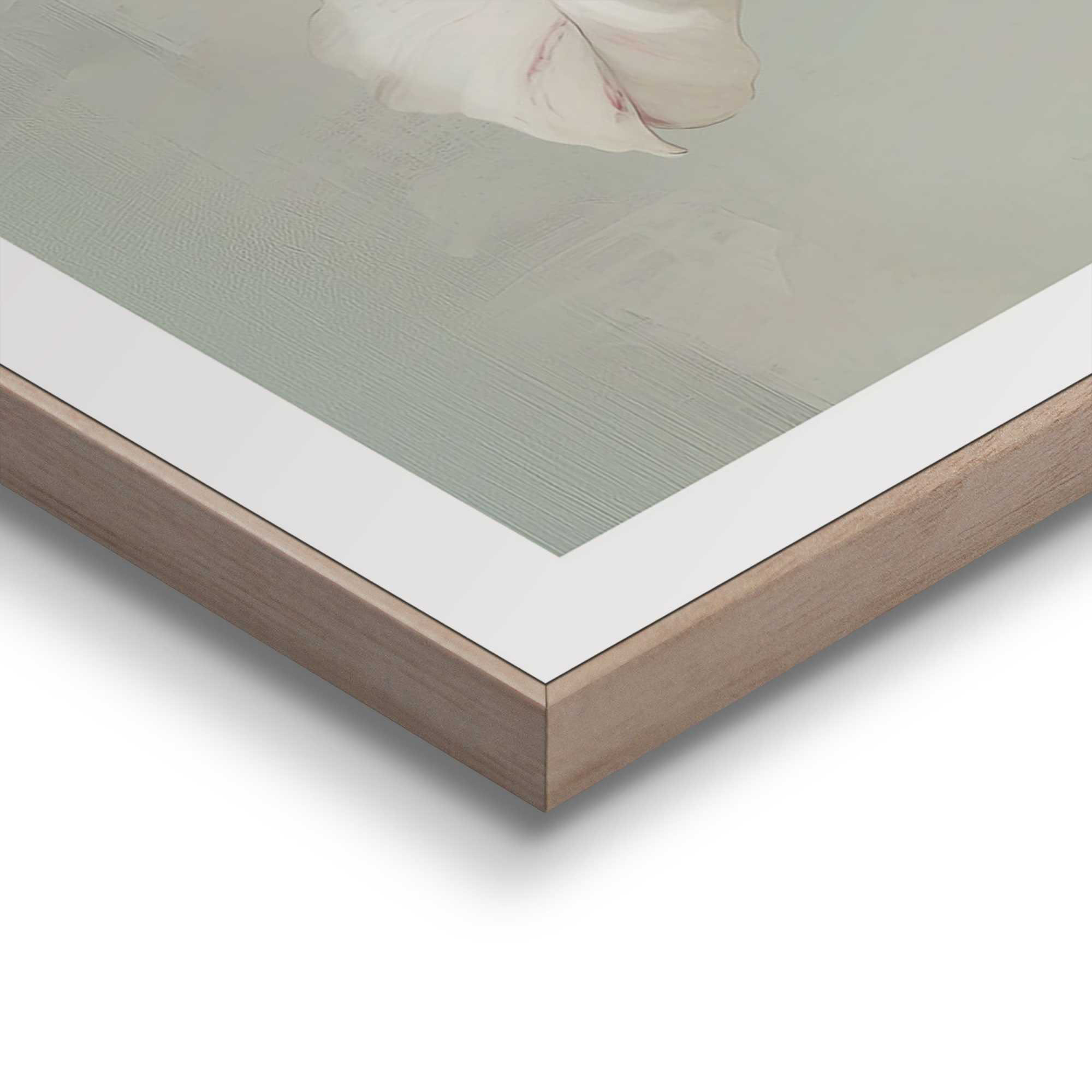 Detailaufnahme einer Ecke des Wandbilds „Tulip Elegance“, 50 × 50 cm; Oberfläche, Kante und Materialstärke sind sichtbar.