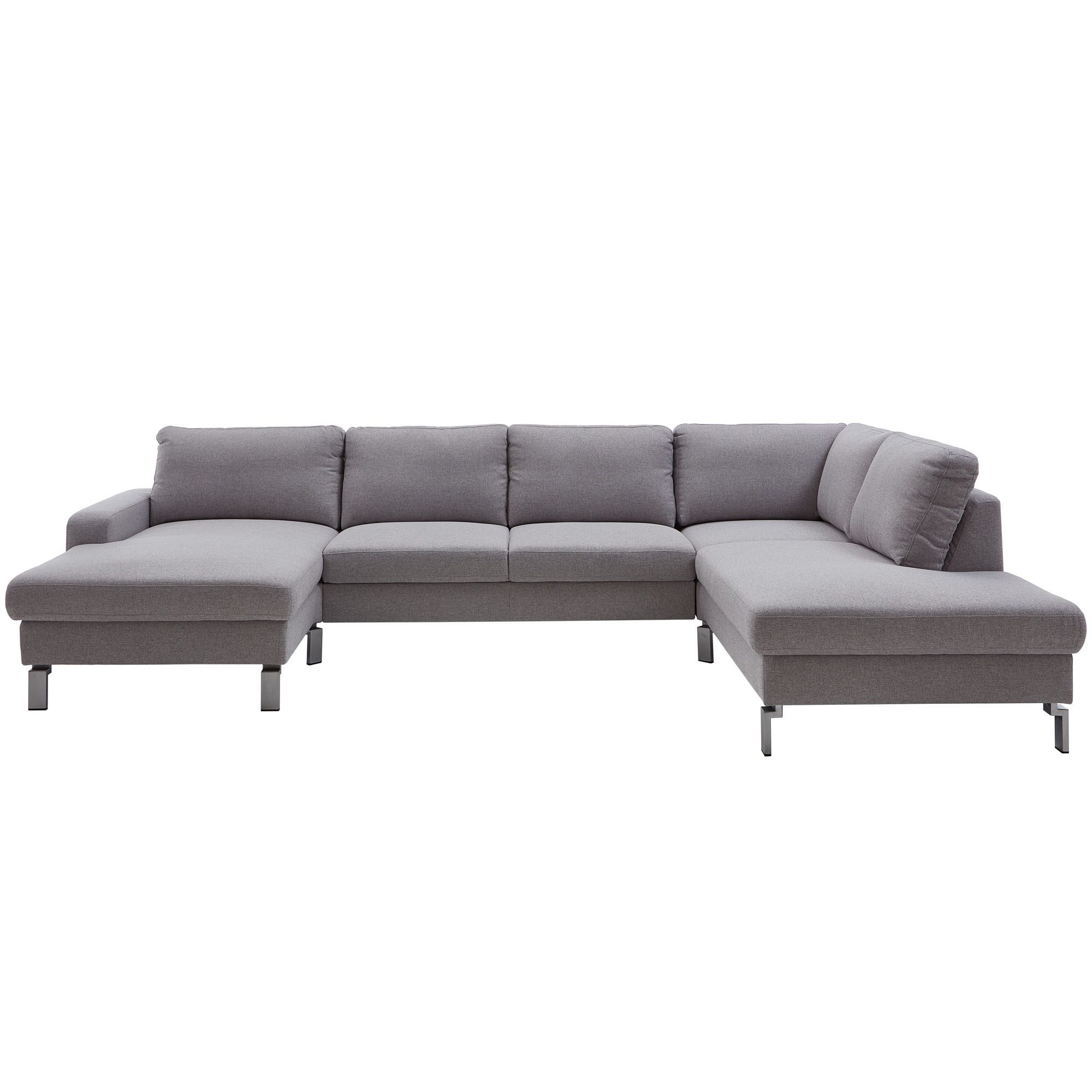 Frontansicht des Ecksofas mit zwei Ottomane freigestellt