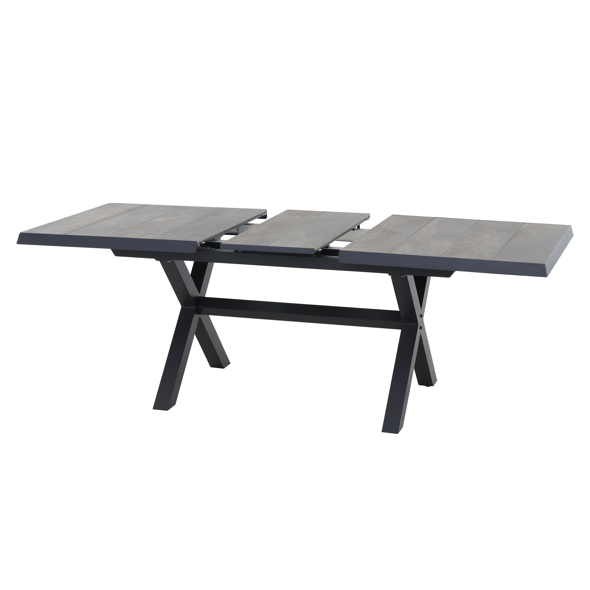 isch mit geöffneter Platte, die mittlere Erweiterungsplatte ist zwischen den beiden Endplatten sichtbar.