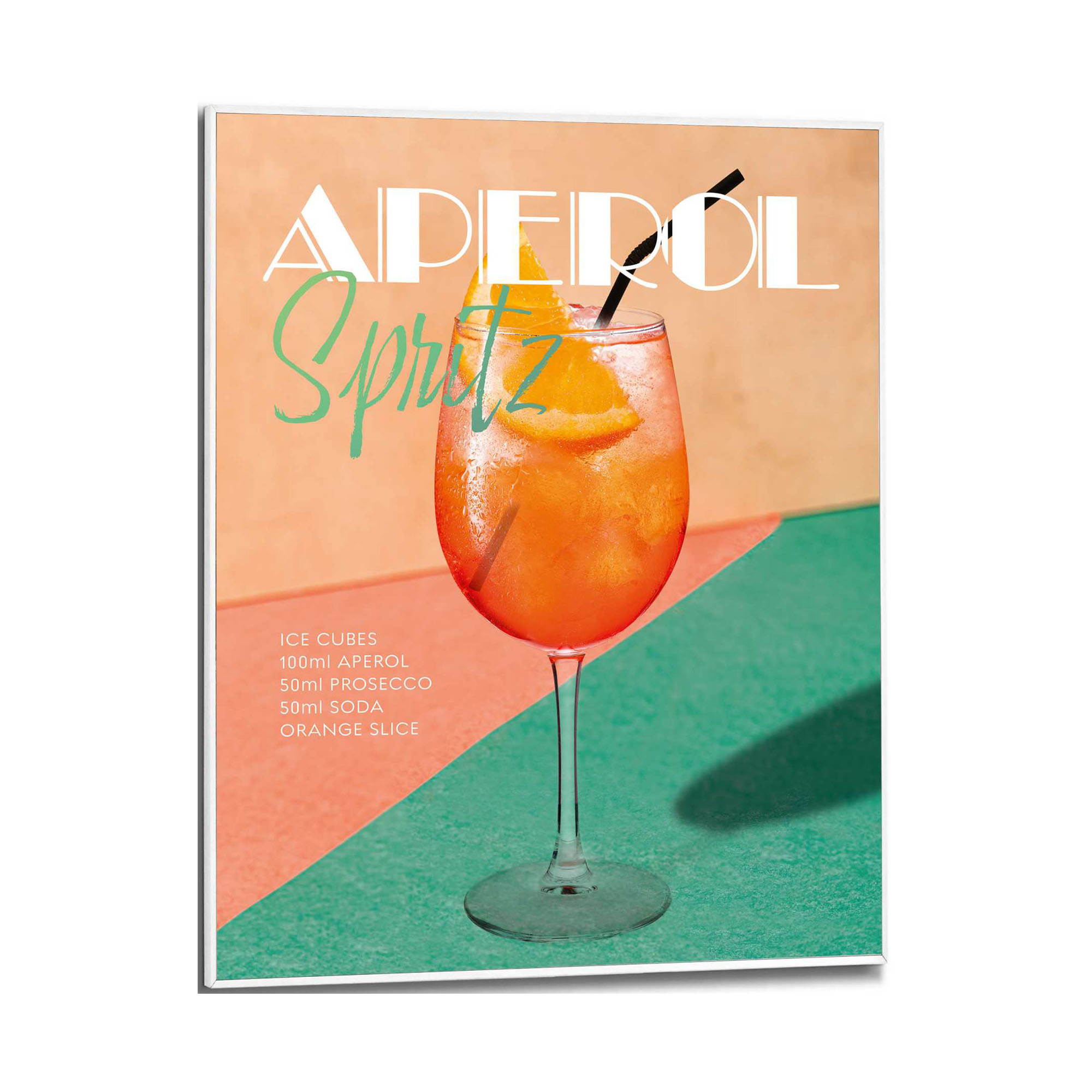 Frontansicht des Wandbilds „Aperol Time“ in Orange, Größe 40 × 50 cm; das vollständige Motiv ist zu sehen.