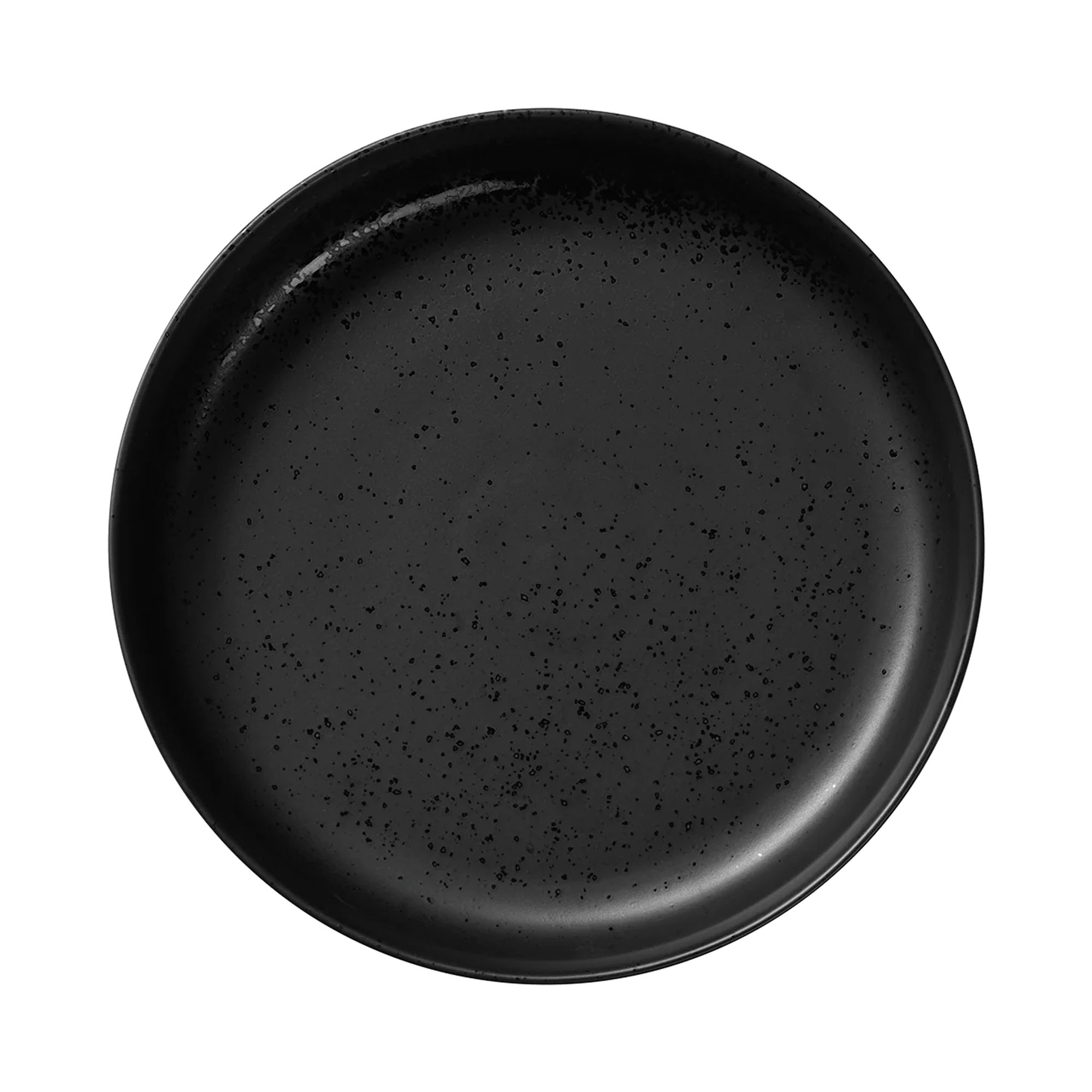 Draufsicht auf Gourmetteller der Serie Coppa, Farbe Schwarz matt; Rand und Innenfläche sind erkennbar.
