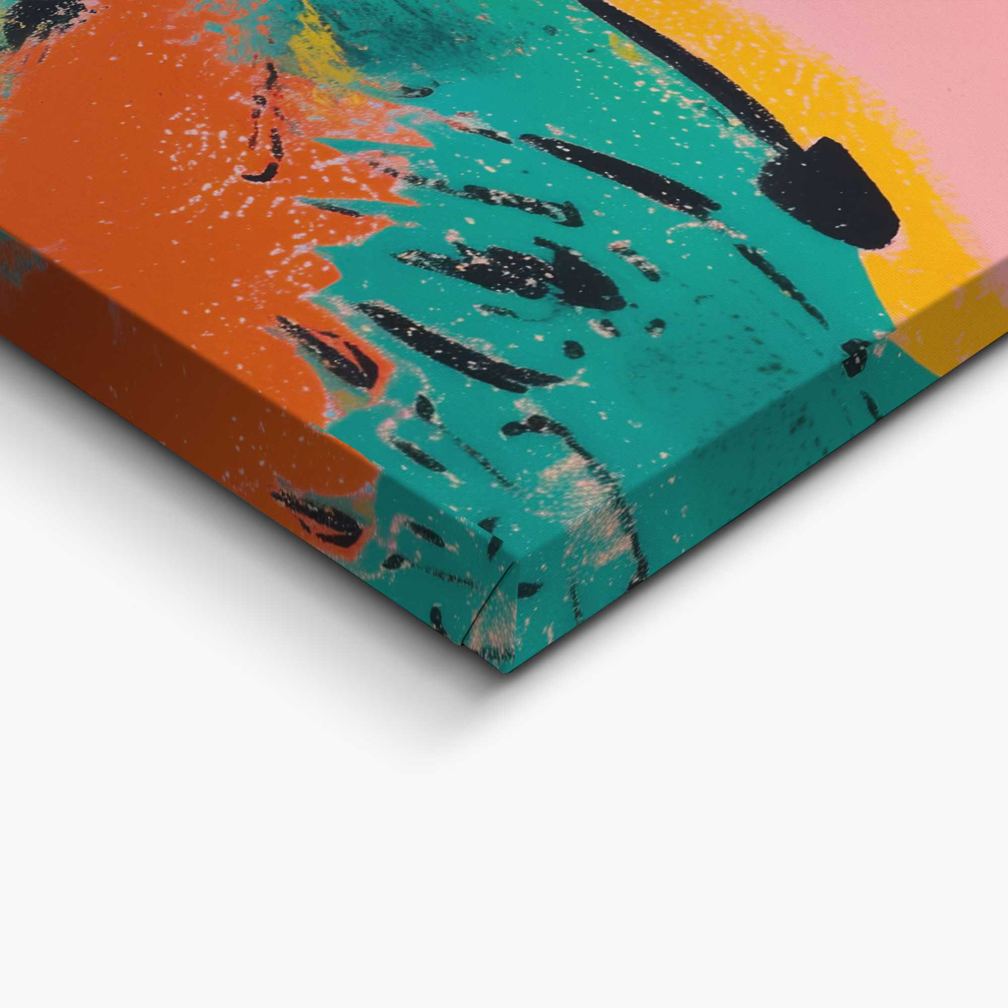 Detailaufnahme einer Ecke des Wandbilds „Coloured Bird“, 20 × 30 cm; Oberfläche, Kante und Materialstärke sind sichtbar.