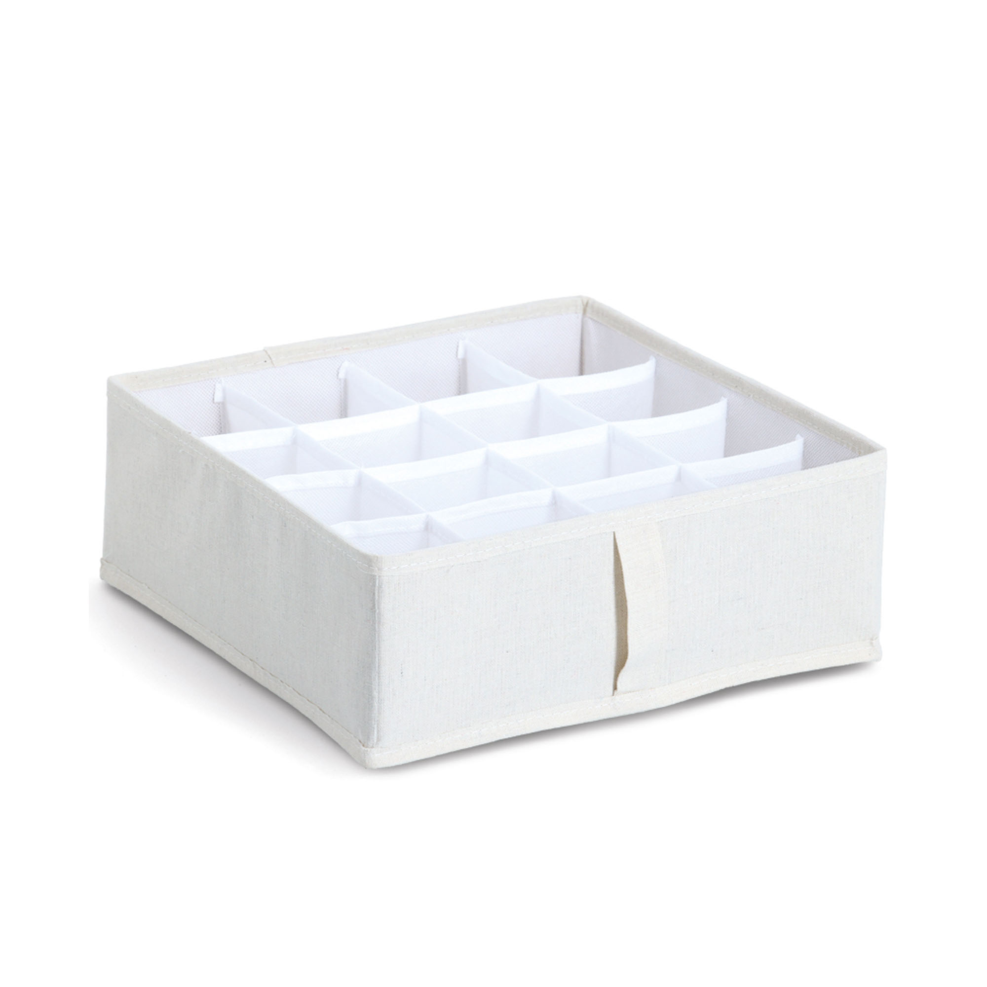 Zeller Aufbewahrungsbox 16 Fächer; Farbe beige; Material Vlies; Maße ca. 30 × 30 × 11 cm.